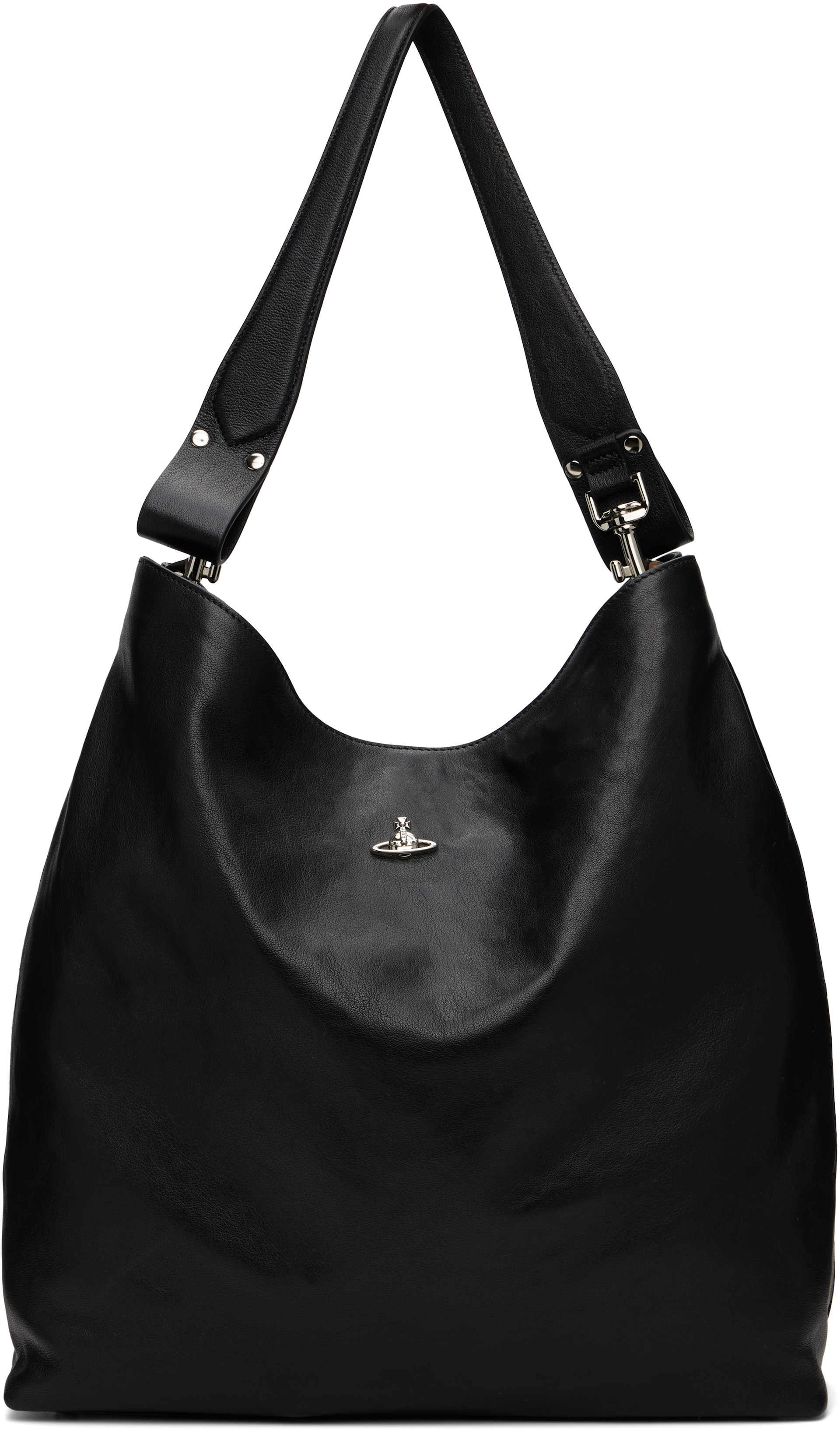 Vivienne Westwood: ブラック ラージ Lottie ショルダー トートバッグ 