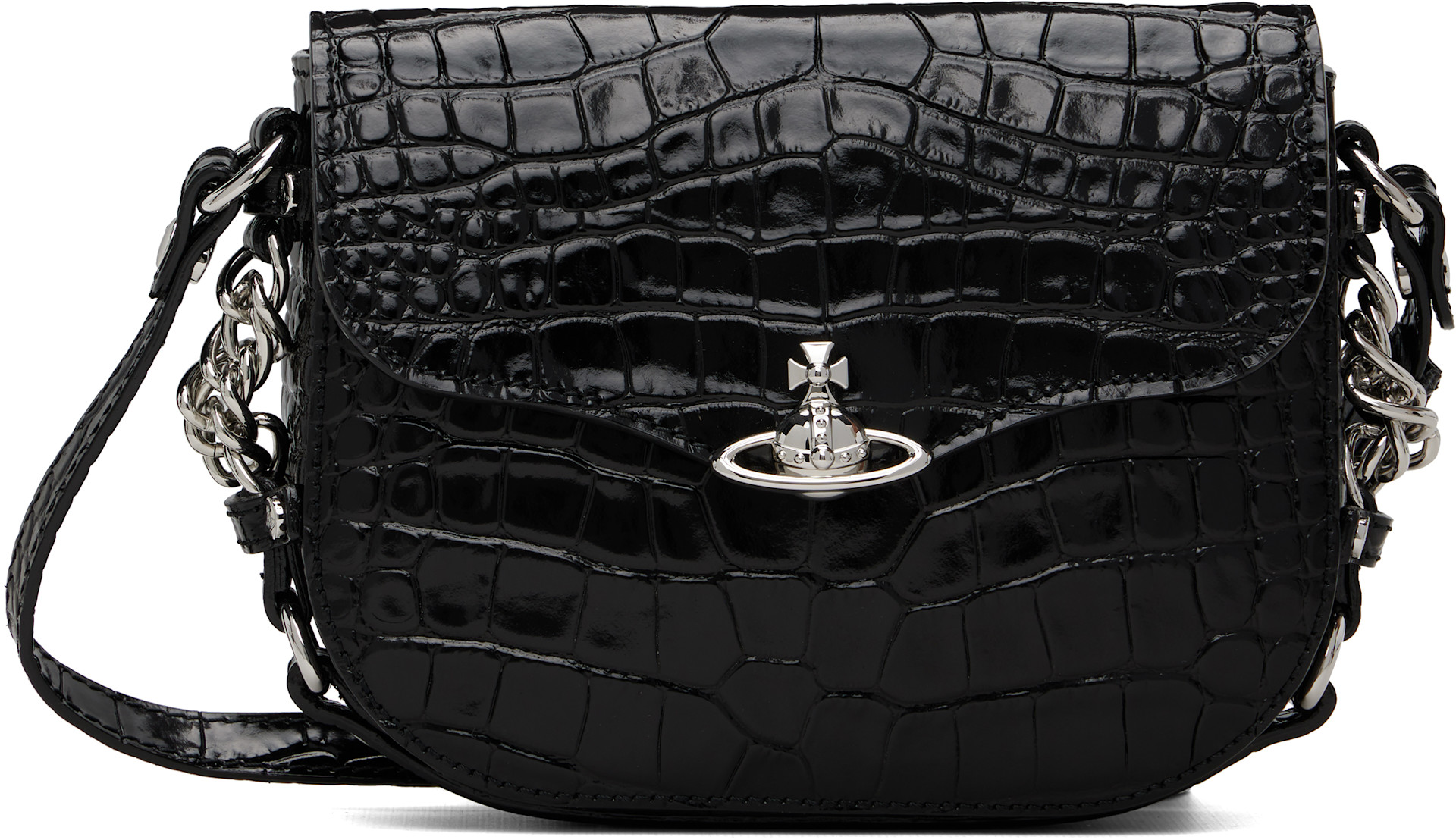Vivienne Westwood ブラック キャスケット ロック　パンク　専用 Vivienne Westwood: Black Hunter Flap Crossbody Bag | SSENSE
