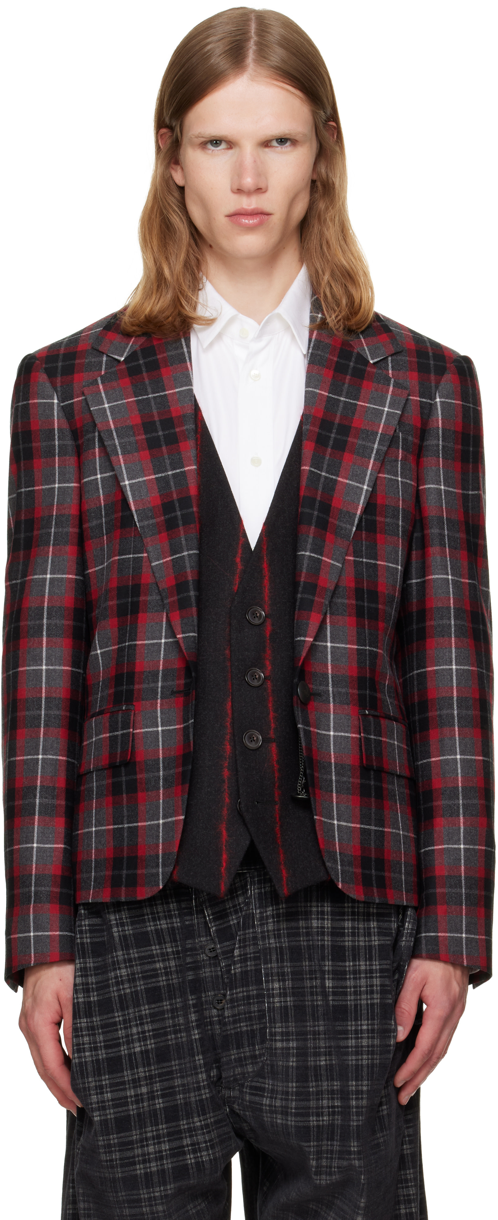 Vivienne Westwood: Gray & Red Waistcoat Blazer | SSENSE