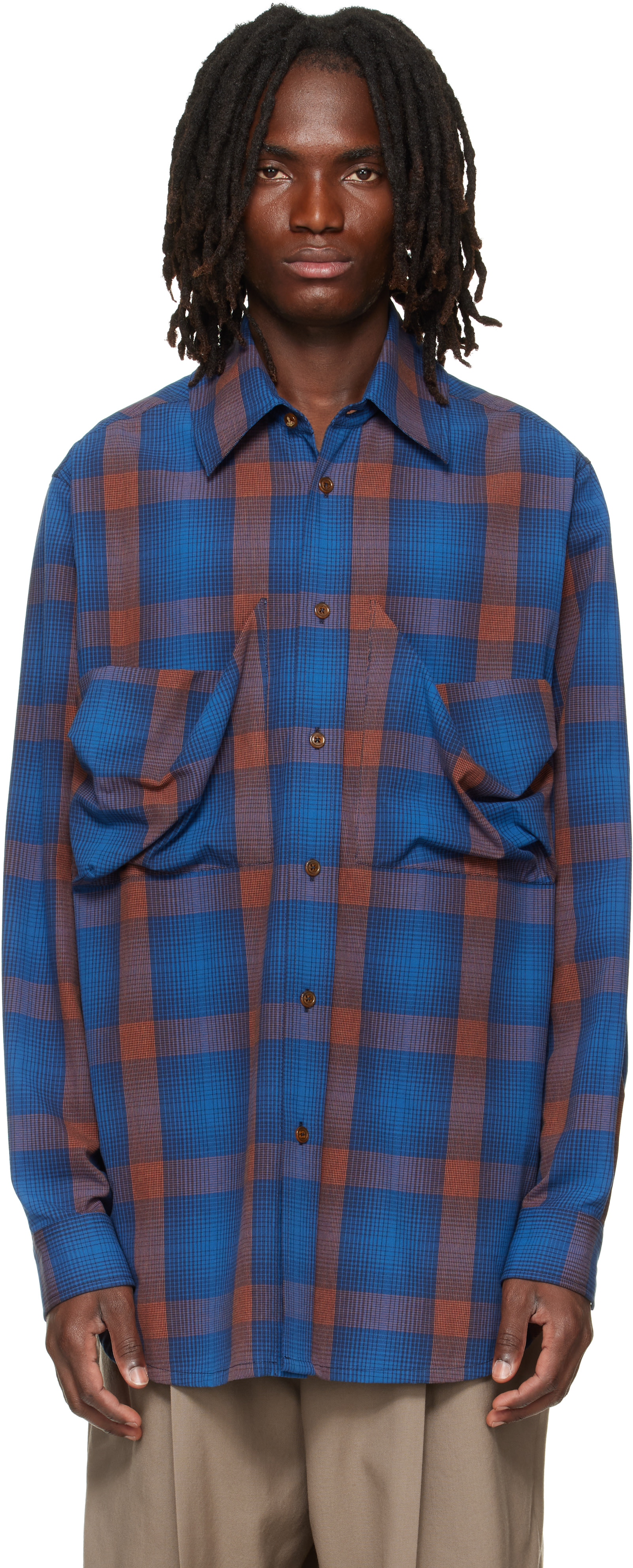 Vivienne Westwood: Navy & Orange Achilles Overshirt | SSENSE