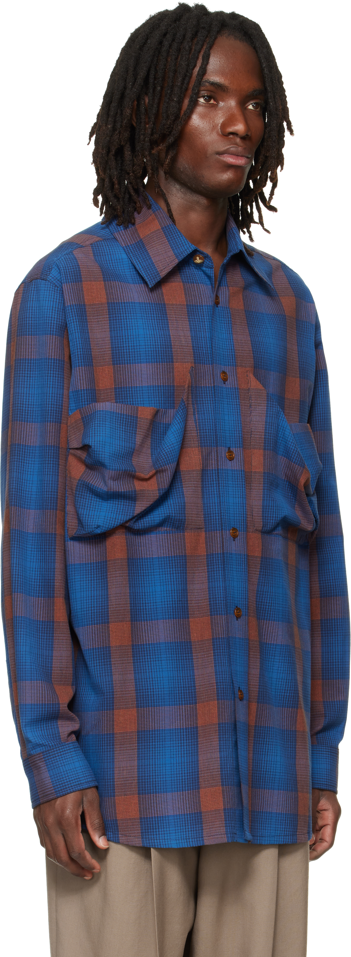 Vivienne Westwood: Navy & Orange Achilles Overshirt | SSENSE
