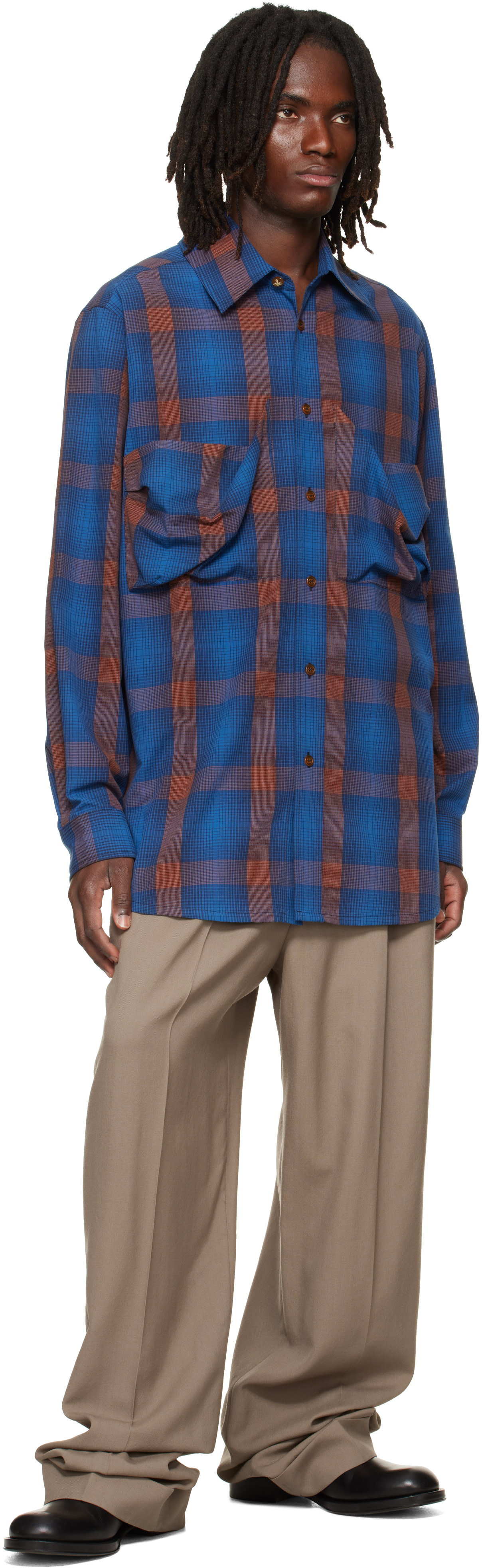 Vivienne Westwood: Navy & Orange Achilles Overshirt | SSENSE