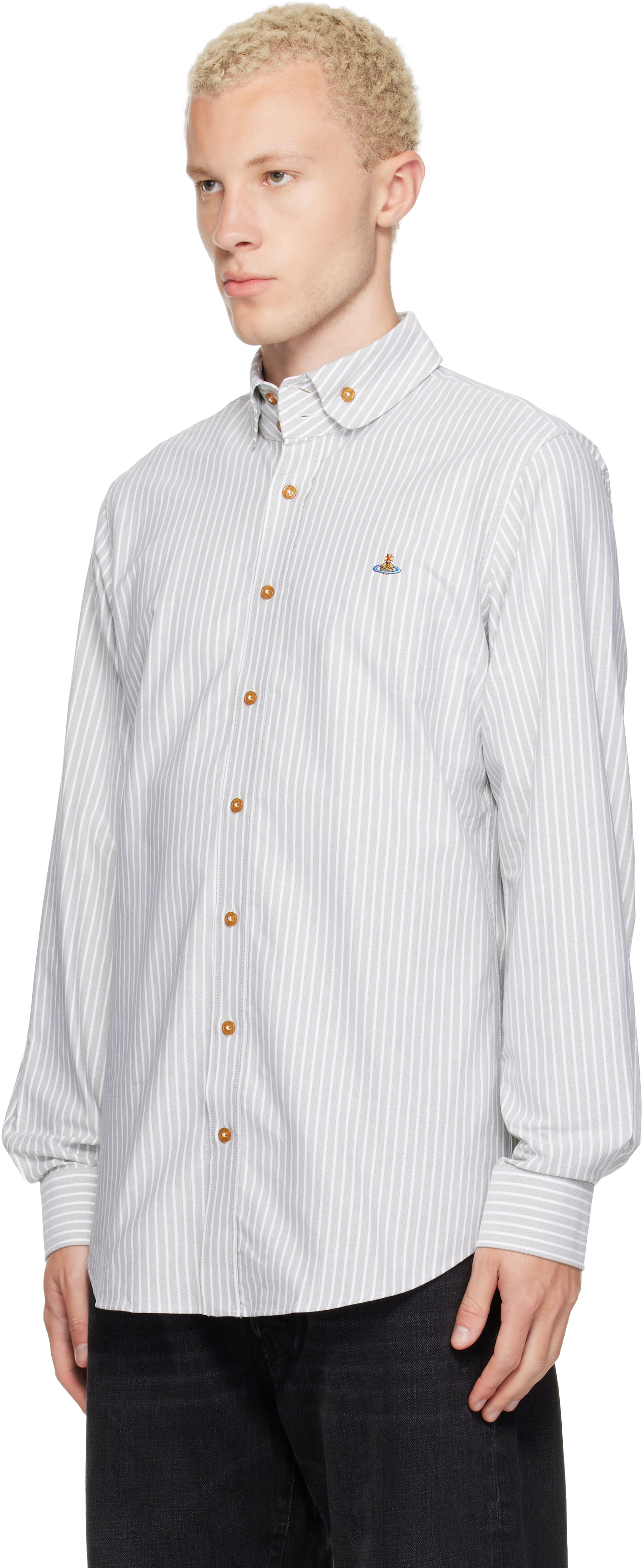 Vivienne Westwood: ホワイト＆グリーン Two Button Krall シャツ