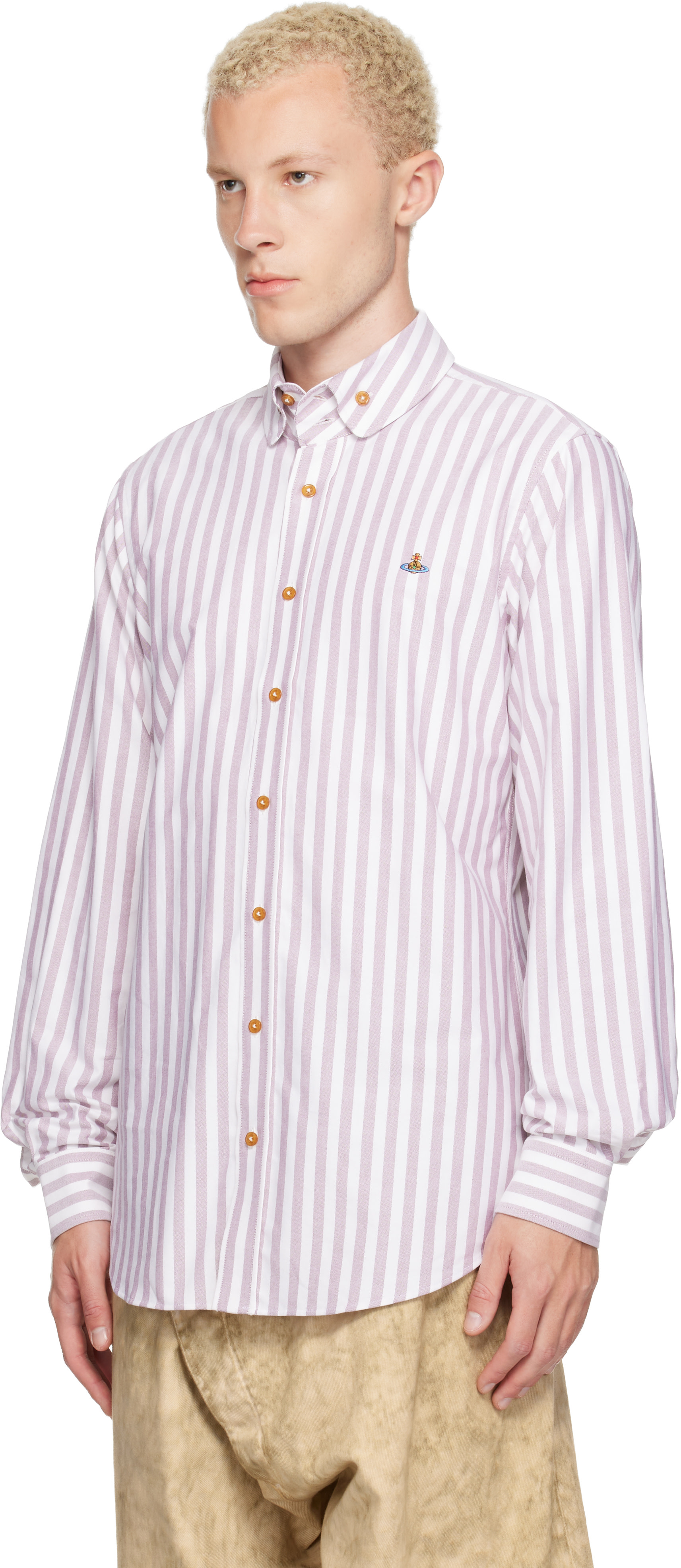 Vivienne Westwood - White & Burgundy Two Button Krall Shirt