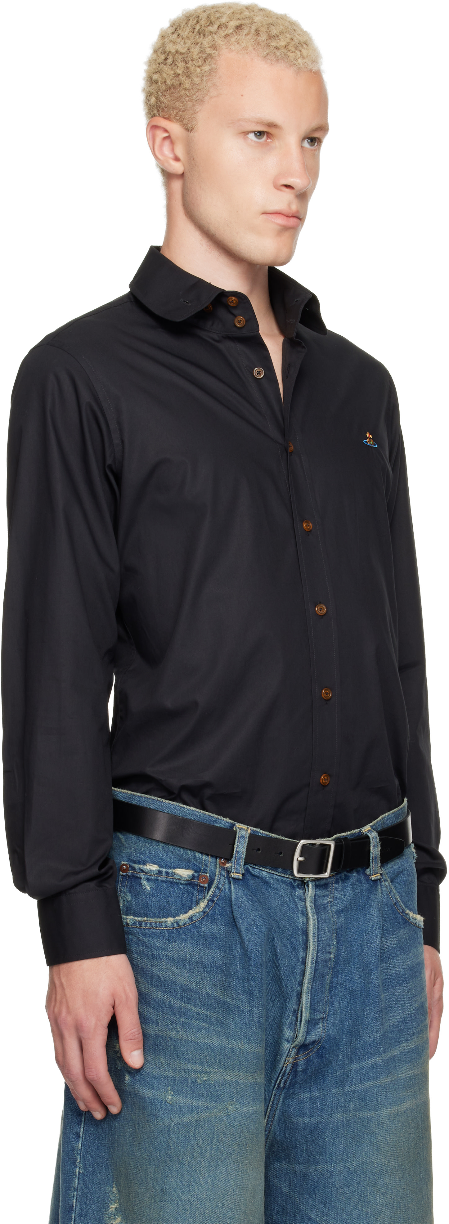 vivienne westwood dress shirt Vivienne Westwood Black Two Button Krall Shirt
