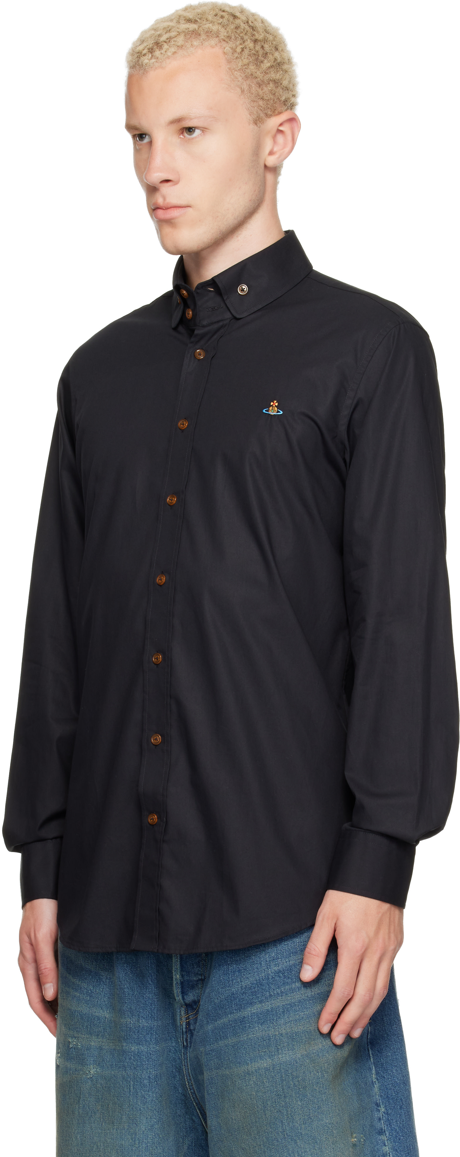 vivienne westwood dress shirt Vivienne Westwood Black Two Button Krall Shirt