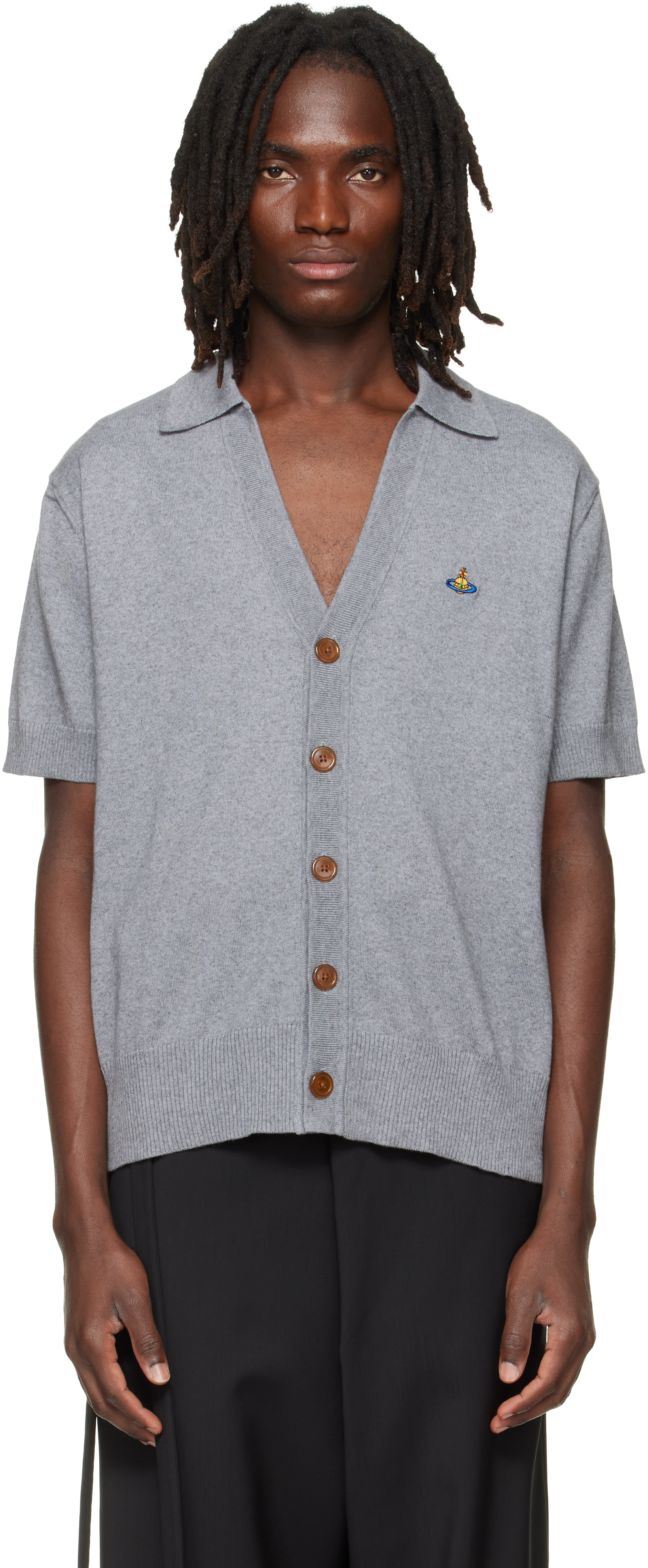 Vivienne Westwood: Gray Polo Cardigan | SSENSE
