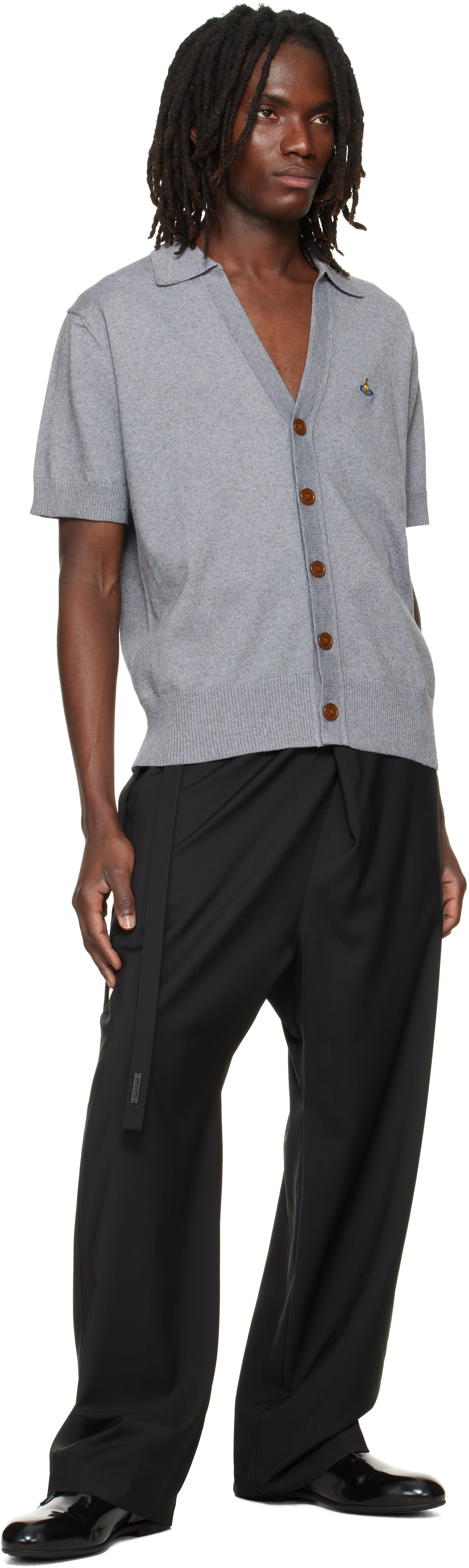 Vivienne Westwood: Gray Polo Cardigan | SSENSE