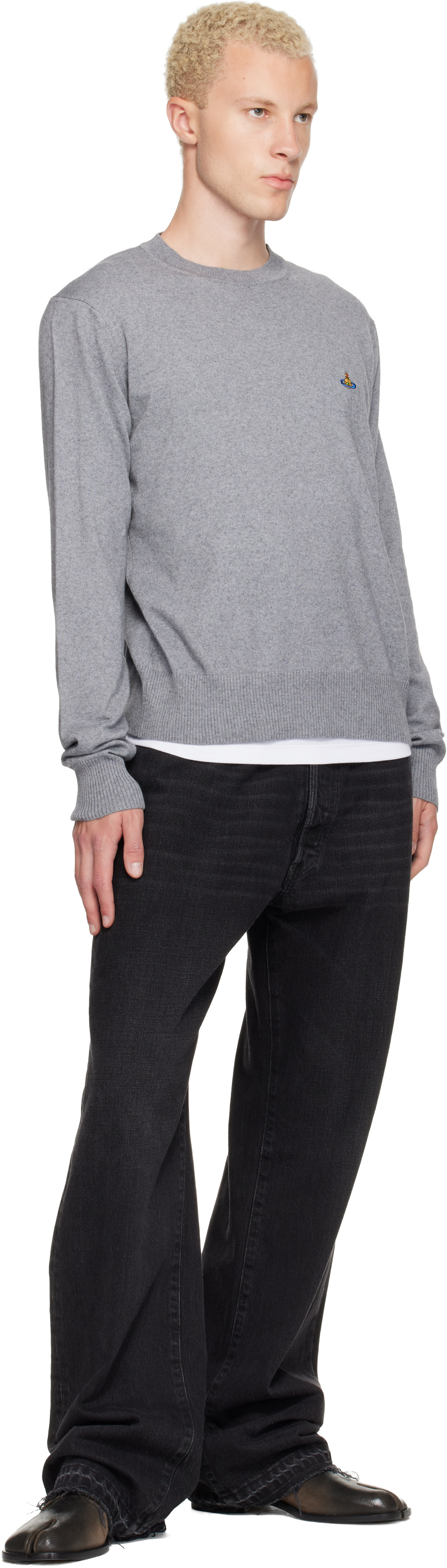 Vivienne Westwood: Gray Alex Round Neck Sweater | SSENSE