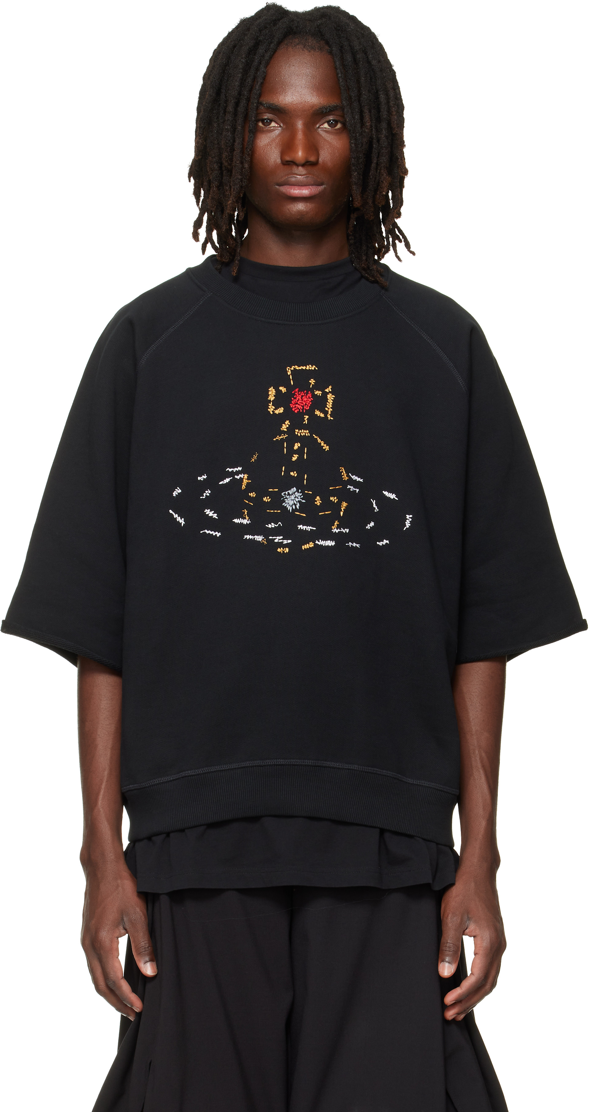Vivienne Westwood - Pull molletonné à manches raglan courtes noir