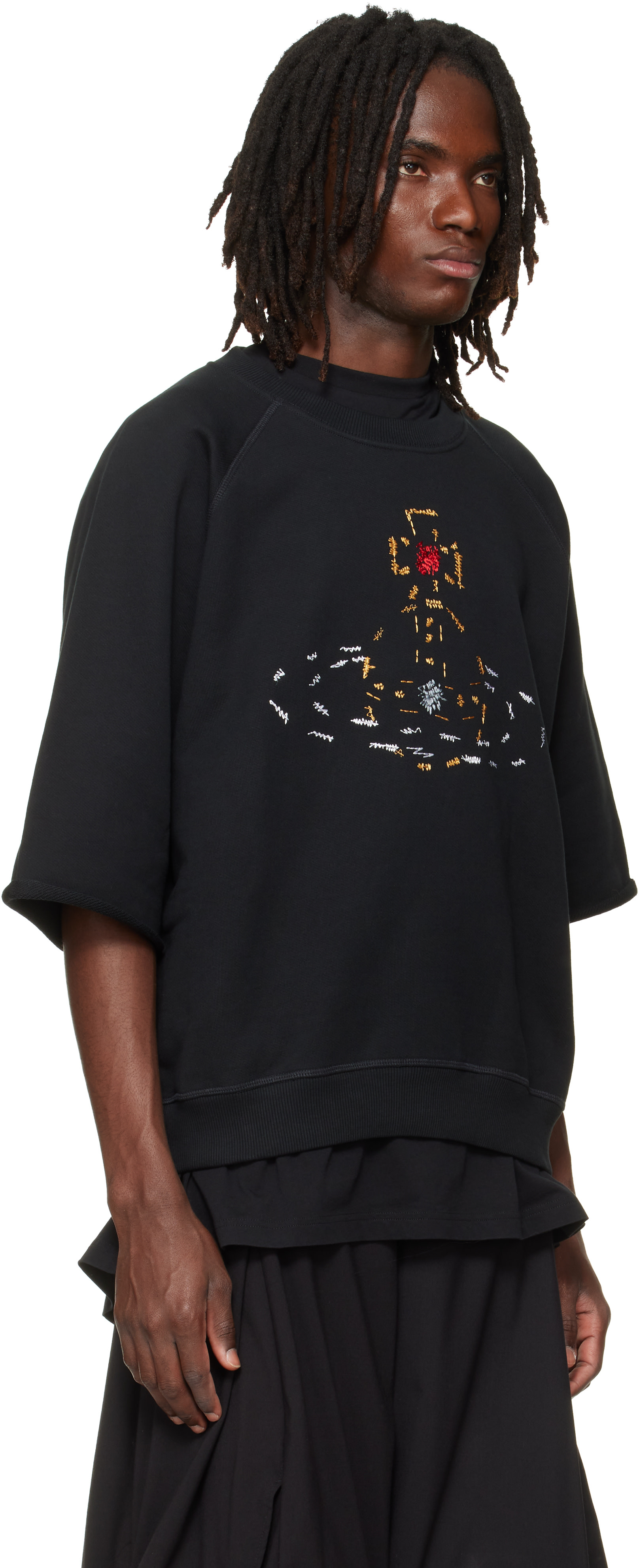 Vivienne Westwood - Pull molletonné à manches raglan courtes noir