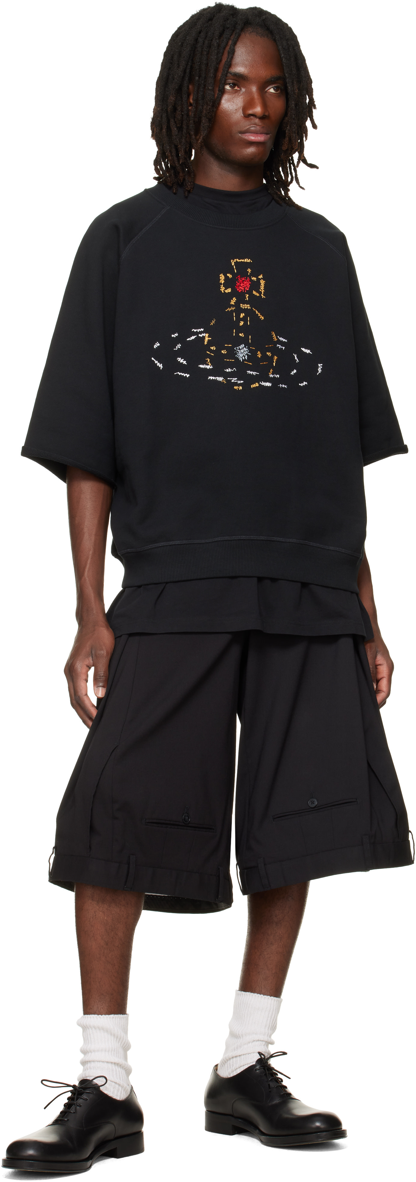 Vivienne Westwood - Pull molletonné à manches raglan courtes noir