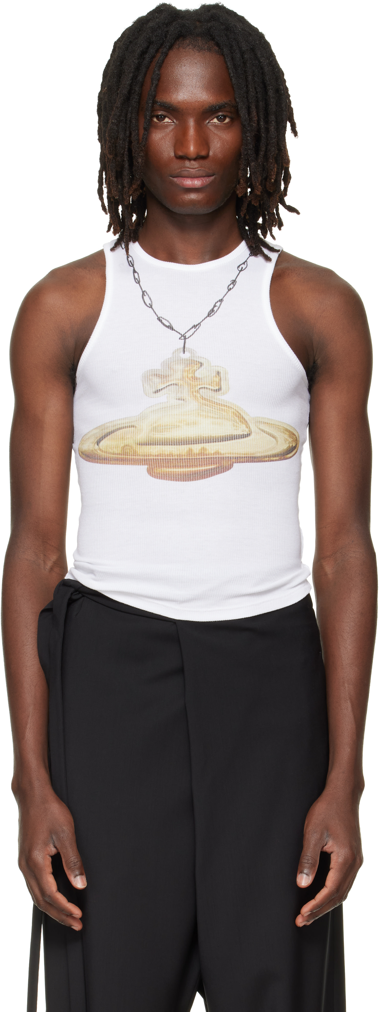 vivienne westwood キャミソール タンクトップ レア Vivienne Westwood: White Gold Orb 90s Tank Top | SSENSE