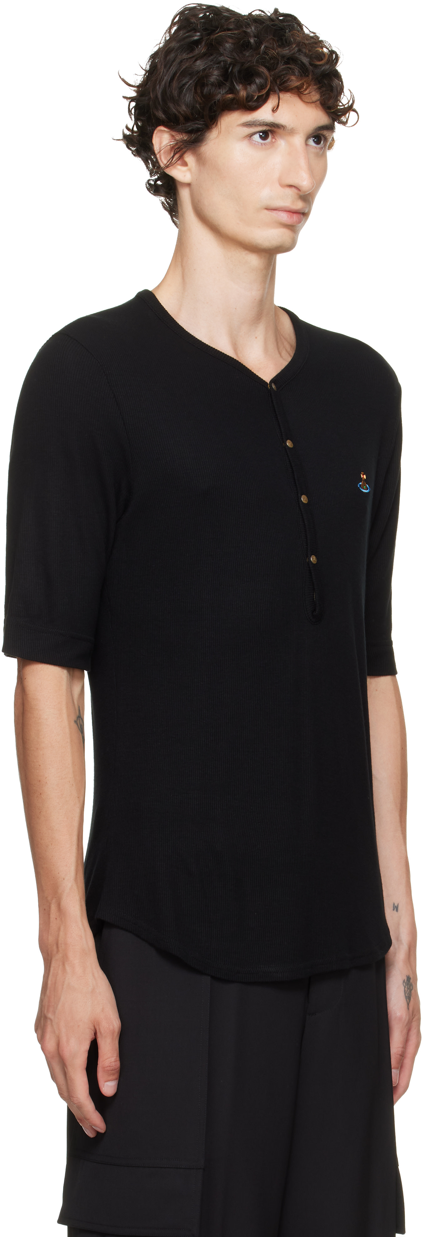 Vivienne Westwood: ブラック Sailor ヘンリーネック Tシャツ | SSENSE