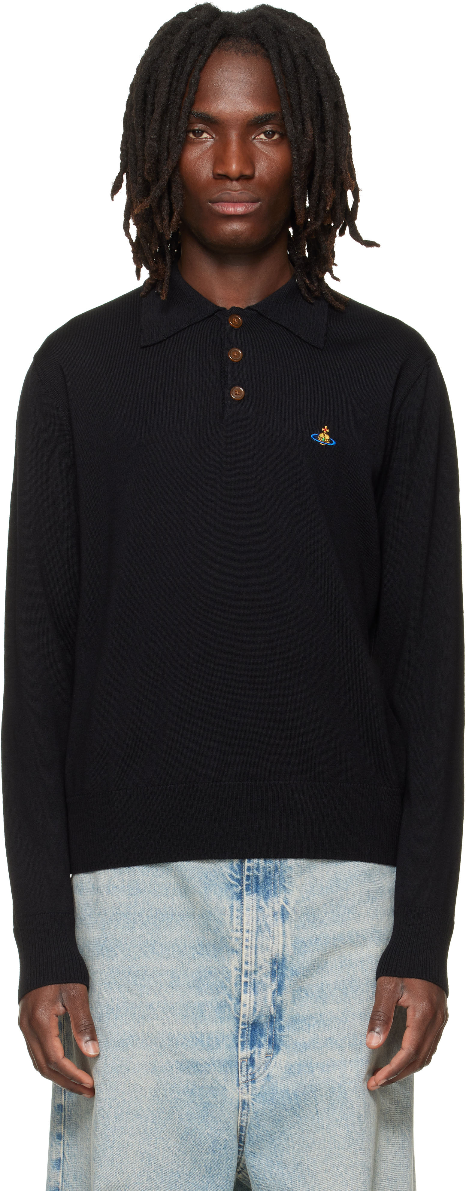 Vivienne Westwood: Black Mark L/S Polo | SSENSE