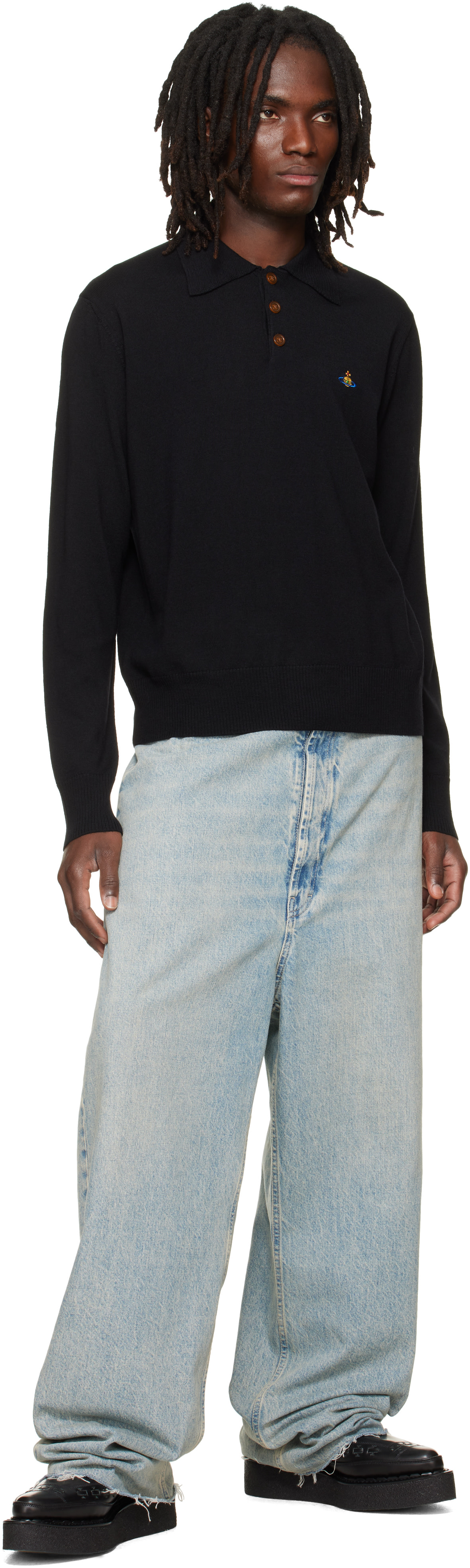 Vivienne Westwood: Black Mark L/S Polo | SSENSE
