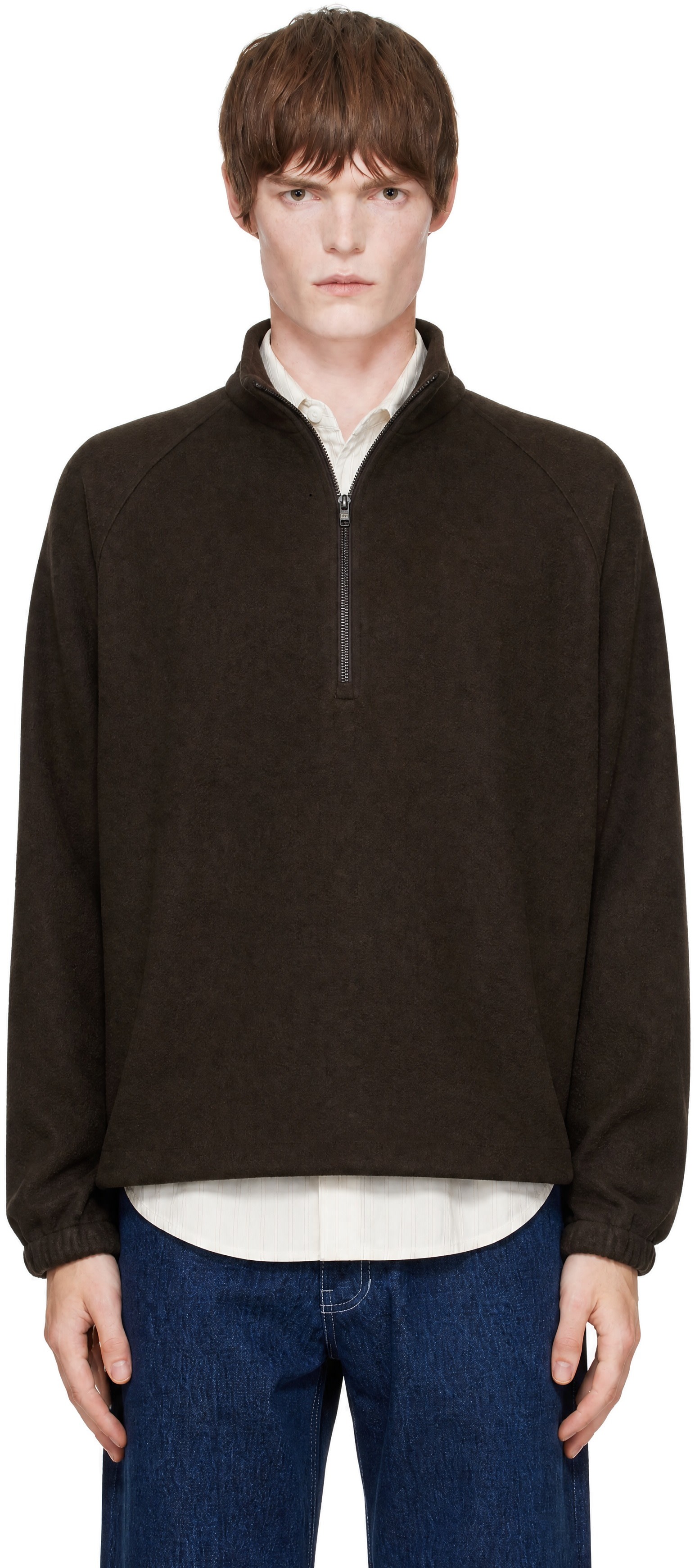 colbo - Pull brun à demi-glissière