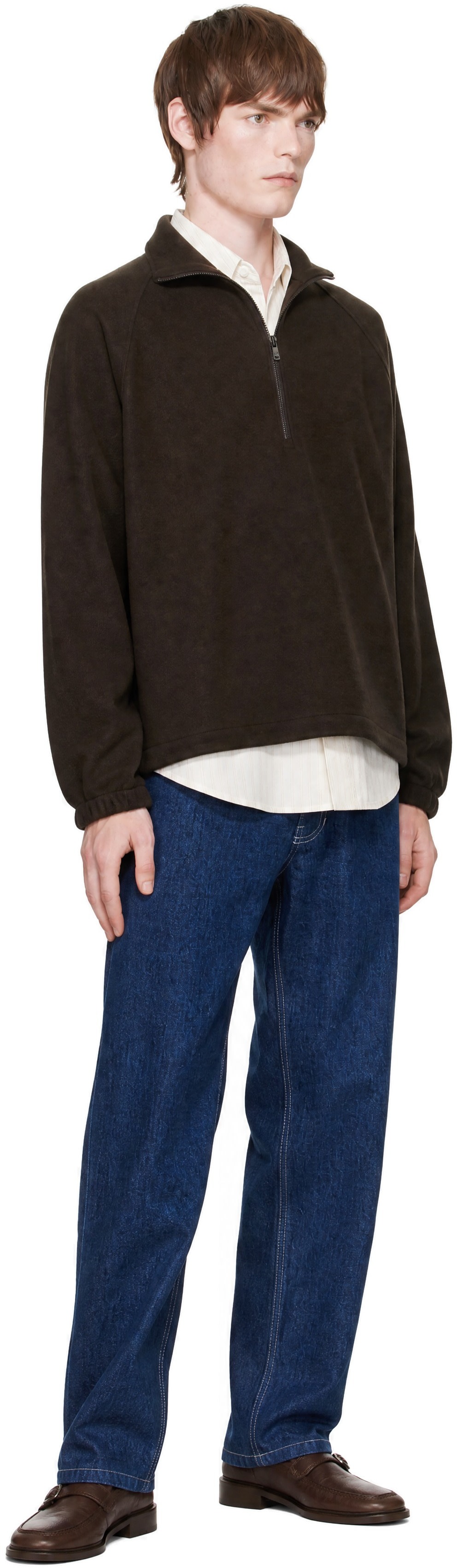 colbo - Pull brun à demi-glissière