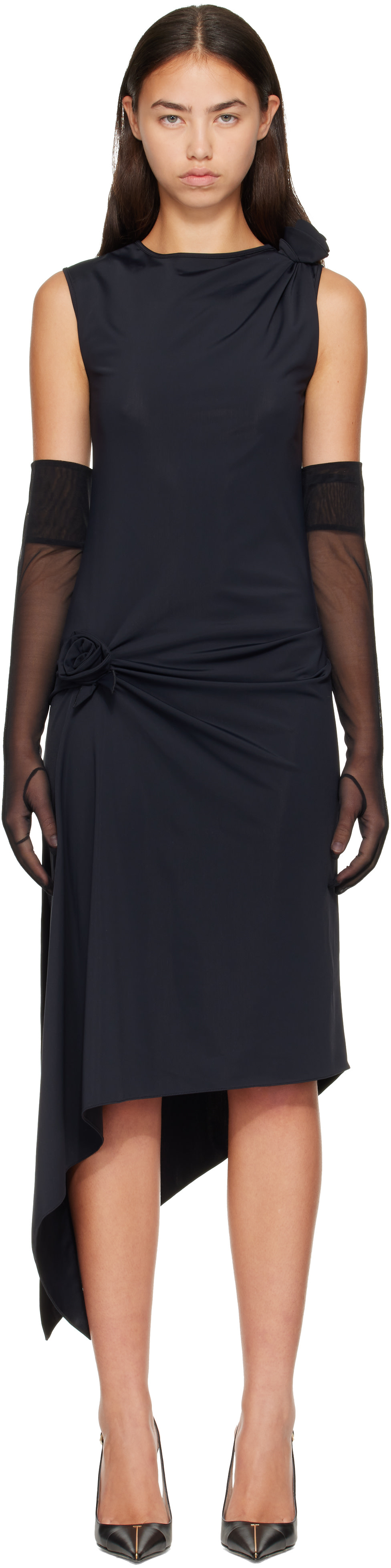coperni black dress Coperni: Relaxed Flower Midi Maxi dress