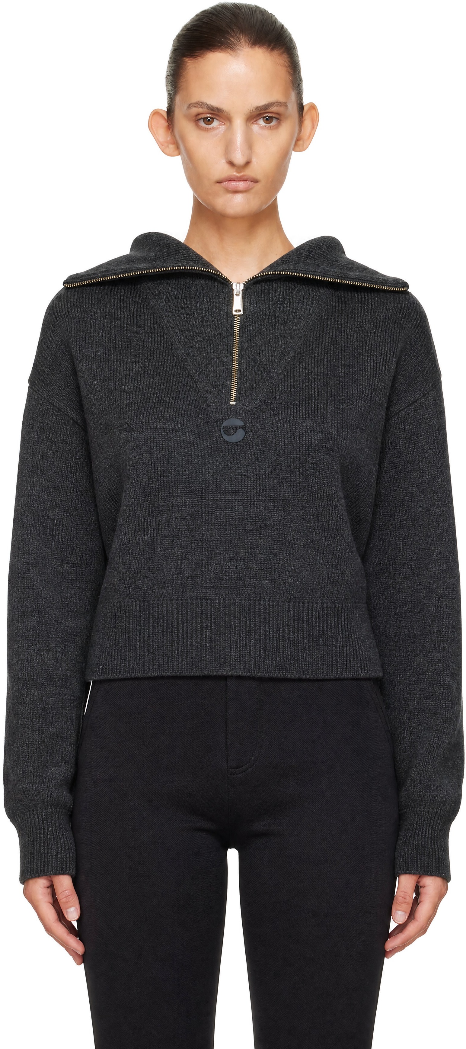 Coperni - Pull gris à bords roulés à glissière