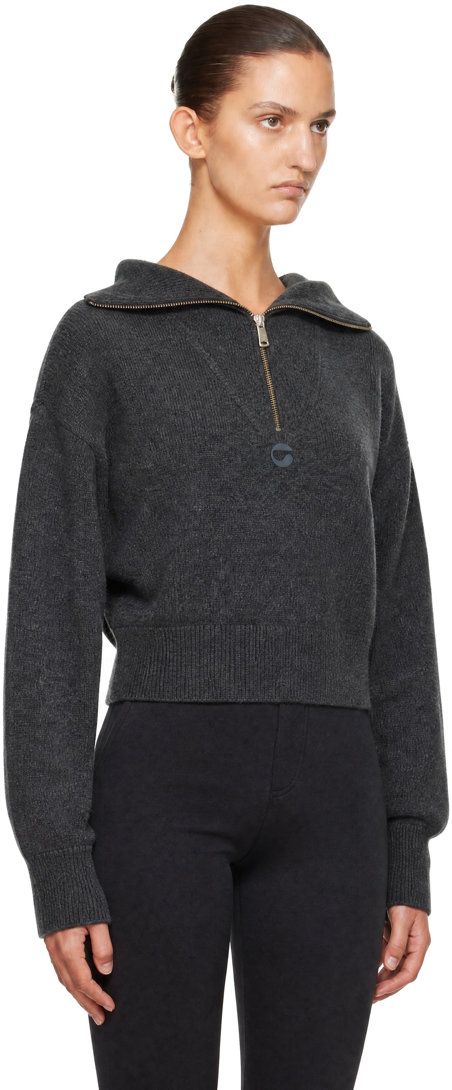 Coperni - Pull gris à bords roulés à glissière