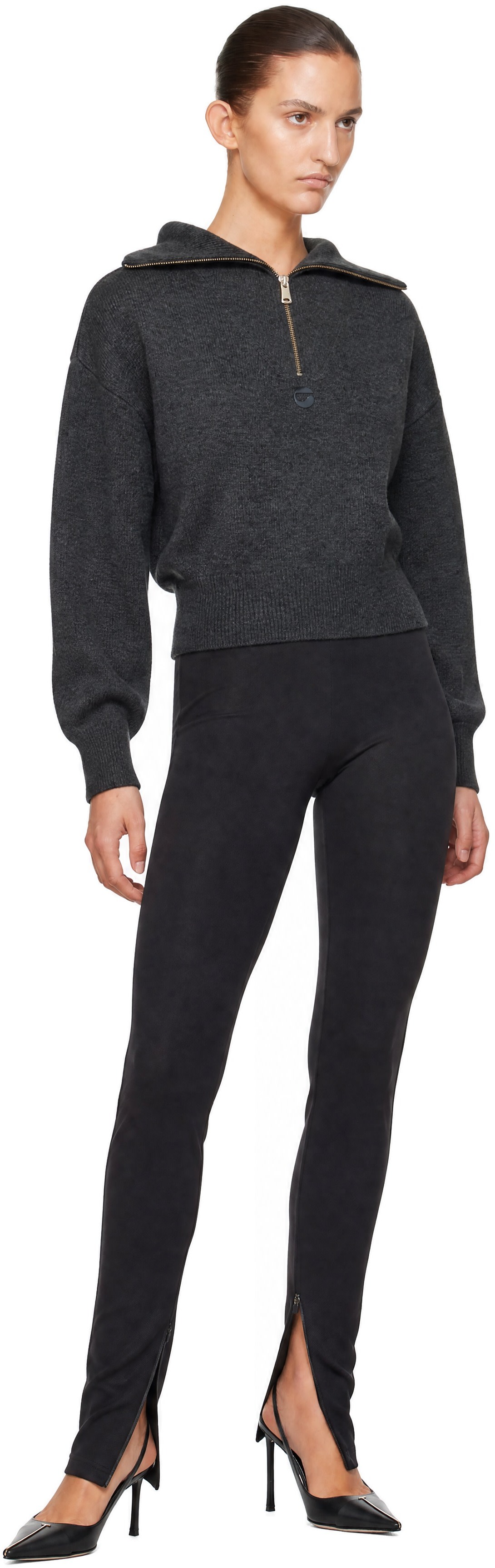 Coperni - Pull gris à bords roulés à glissière