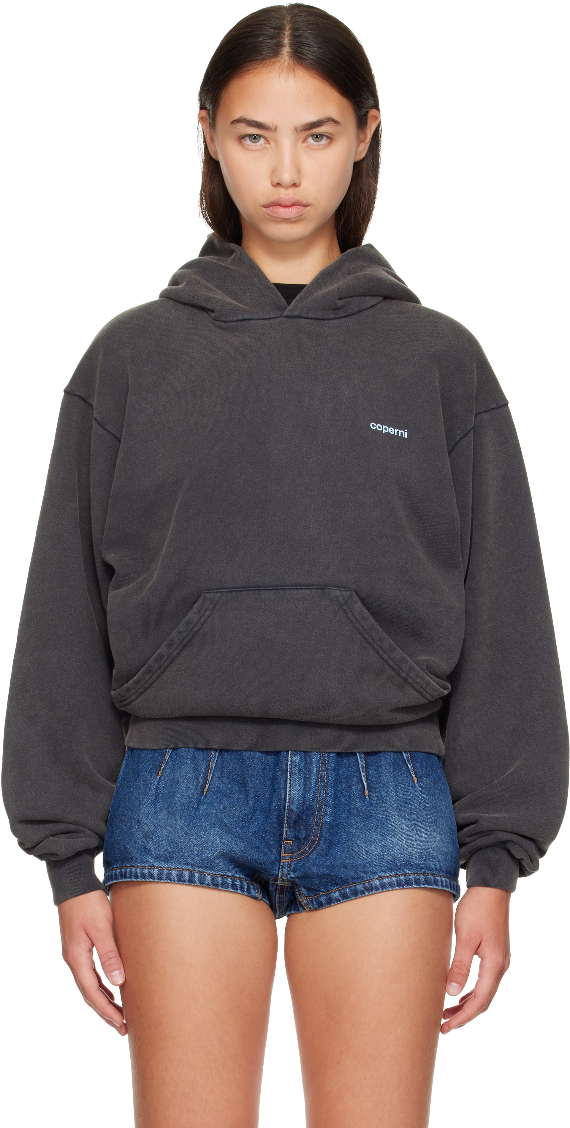 Coperni - Pull à capuche gris à appliqués de corne
