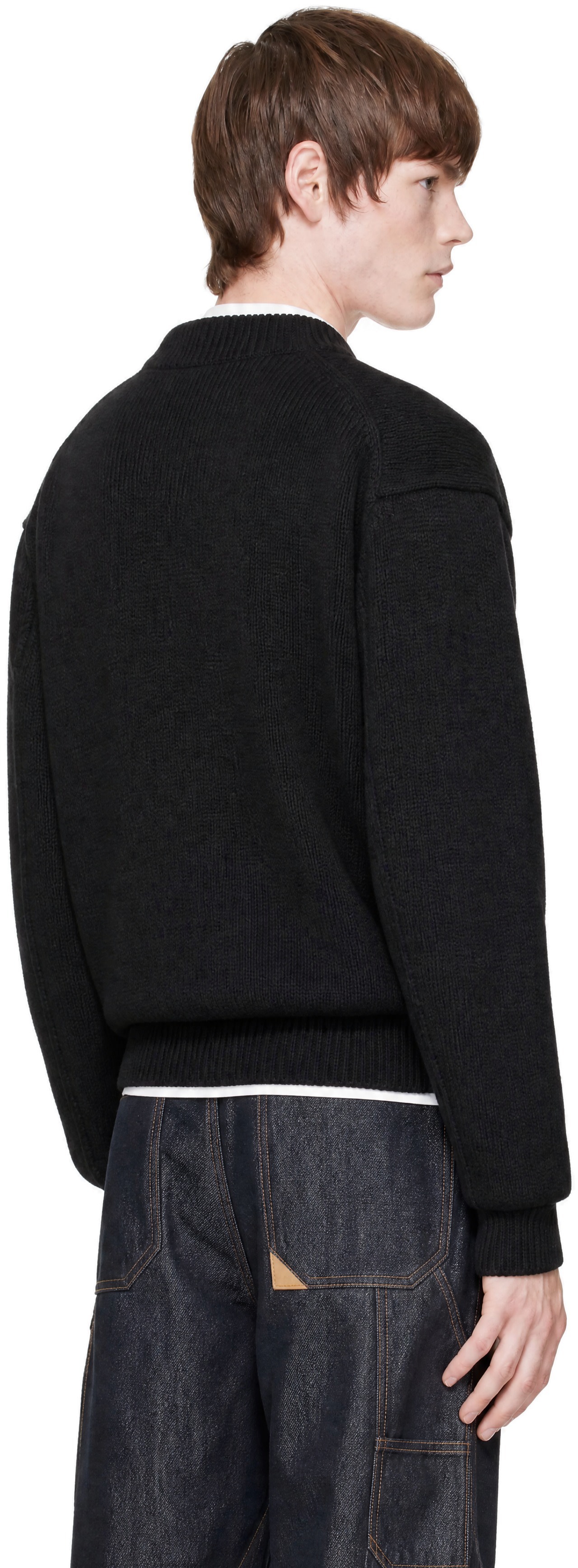 vowels - Black Knitted Bomber Jacket
