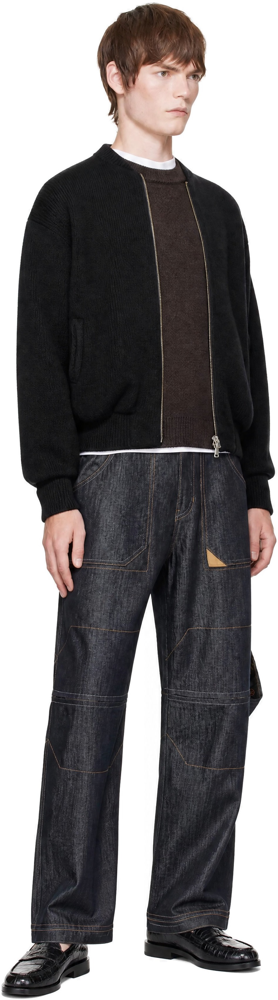 vowels - Black Knitted Bomber Jacket