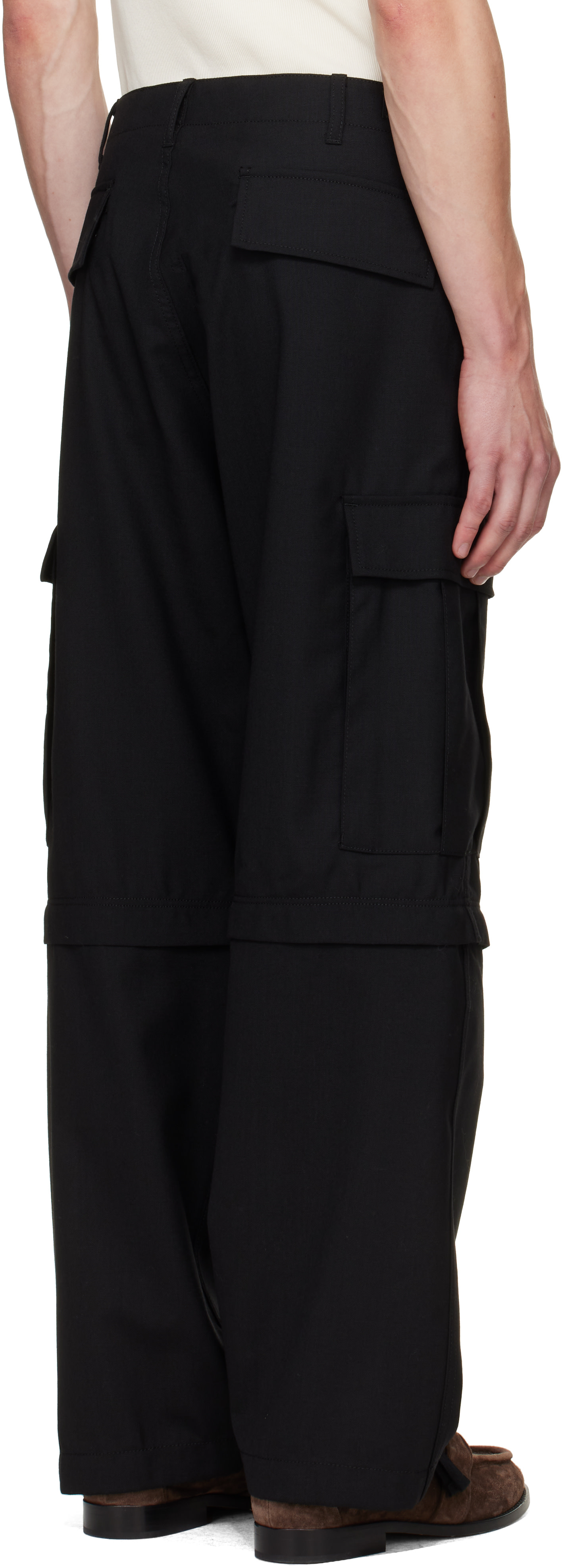 vowels - Black Solid Cargo Pants