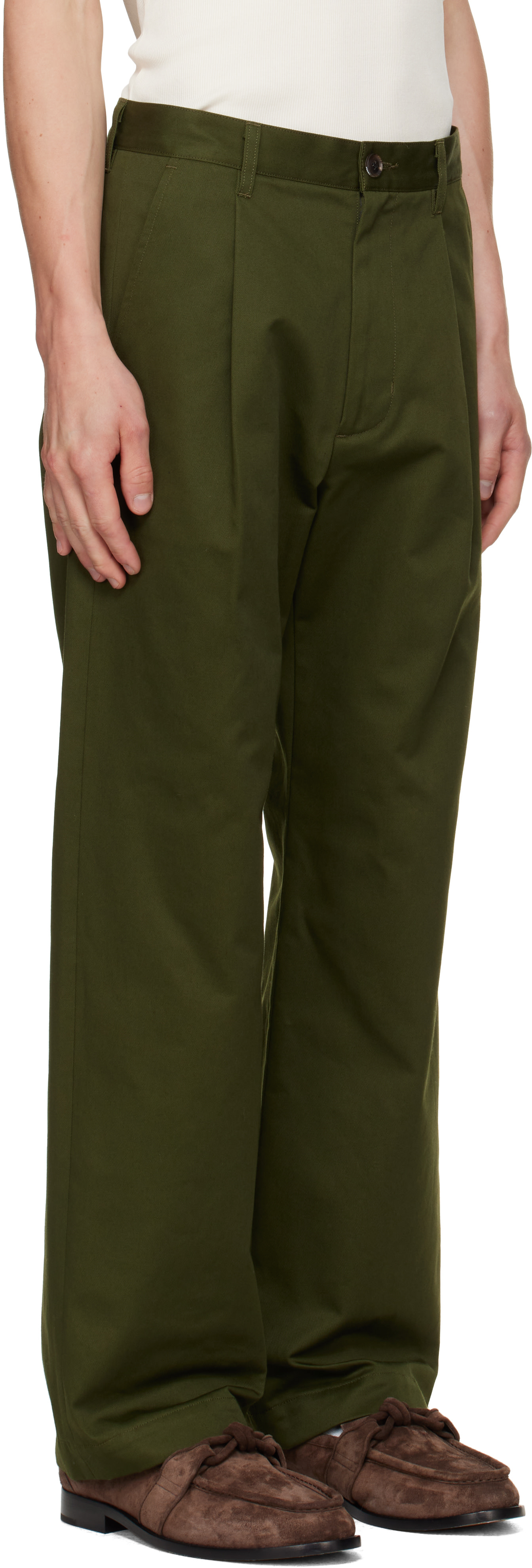 vowels - Green Pleated Trousers