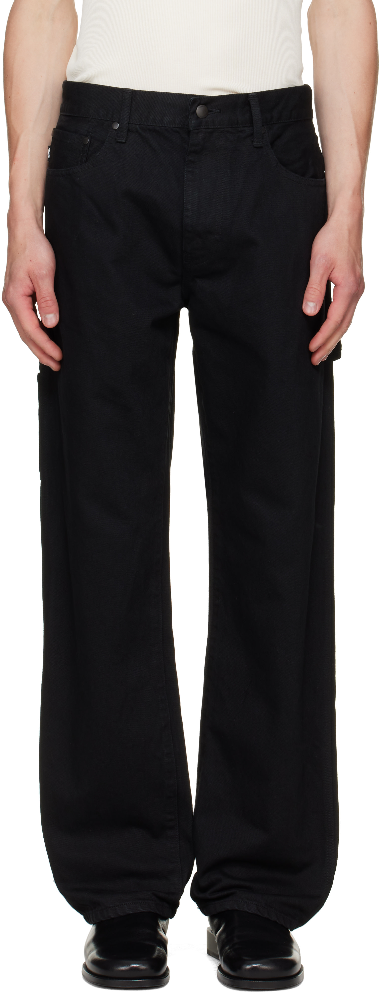 vowels - Black Overdyed Painter Jeans