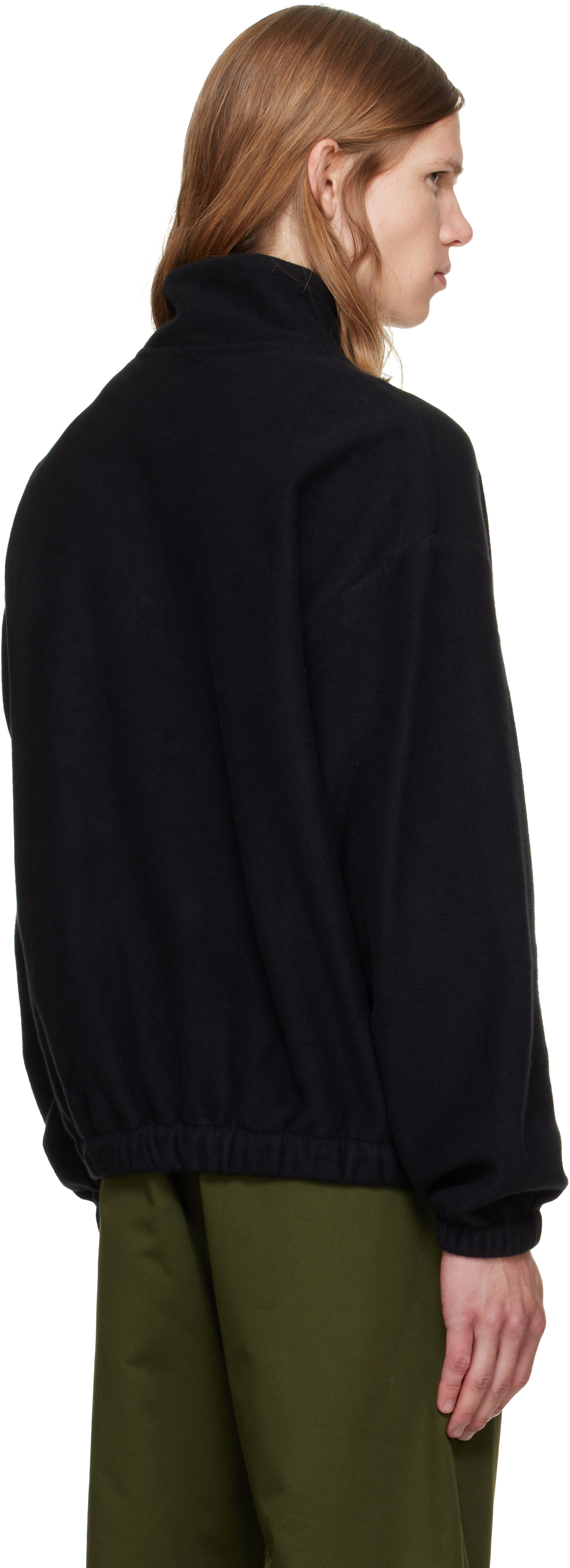 vowels - Pull noir en molleton à demi-glissière