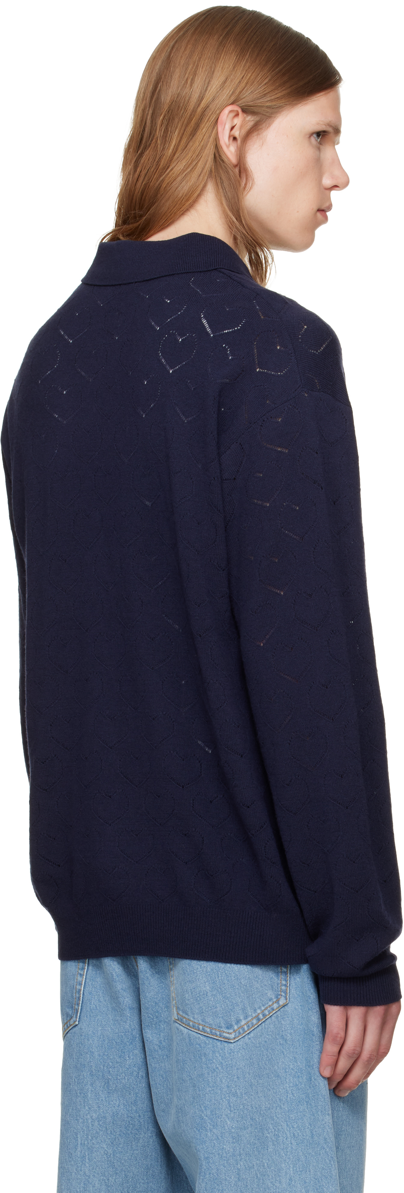vowels - Navy Eyelet Polo