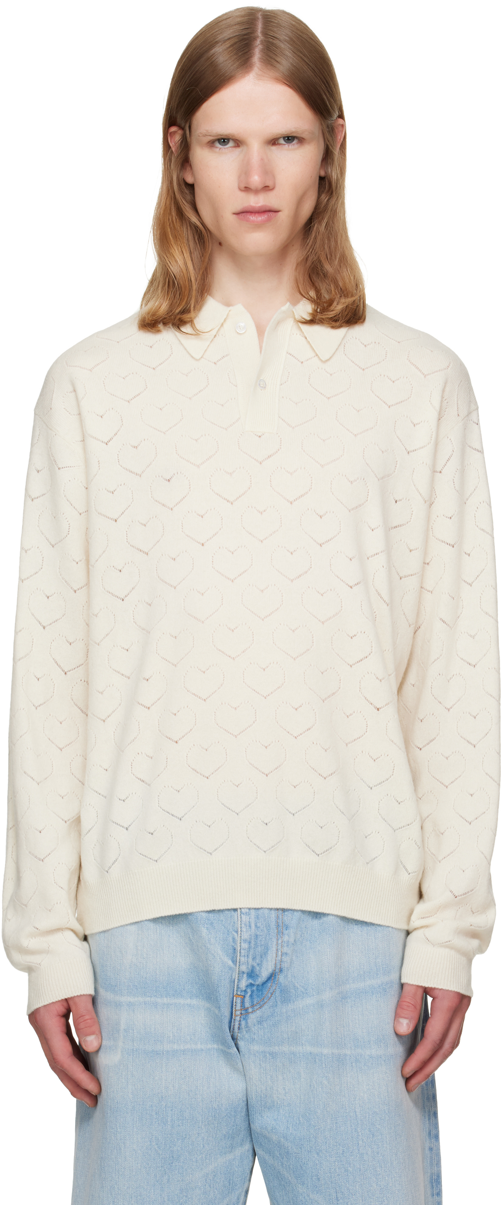 vowels - Off-White Eyelet Polo