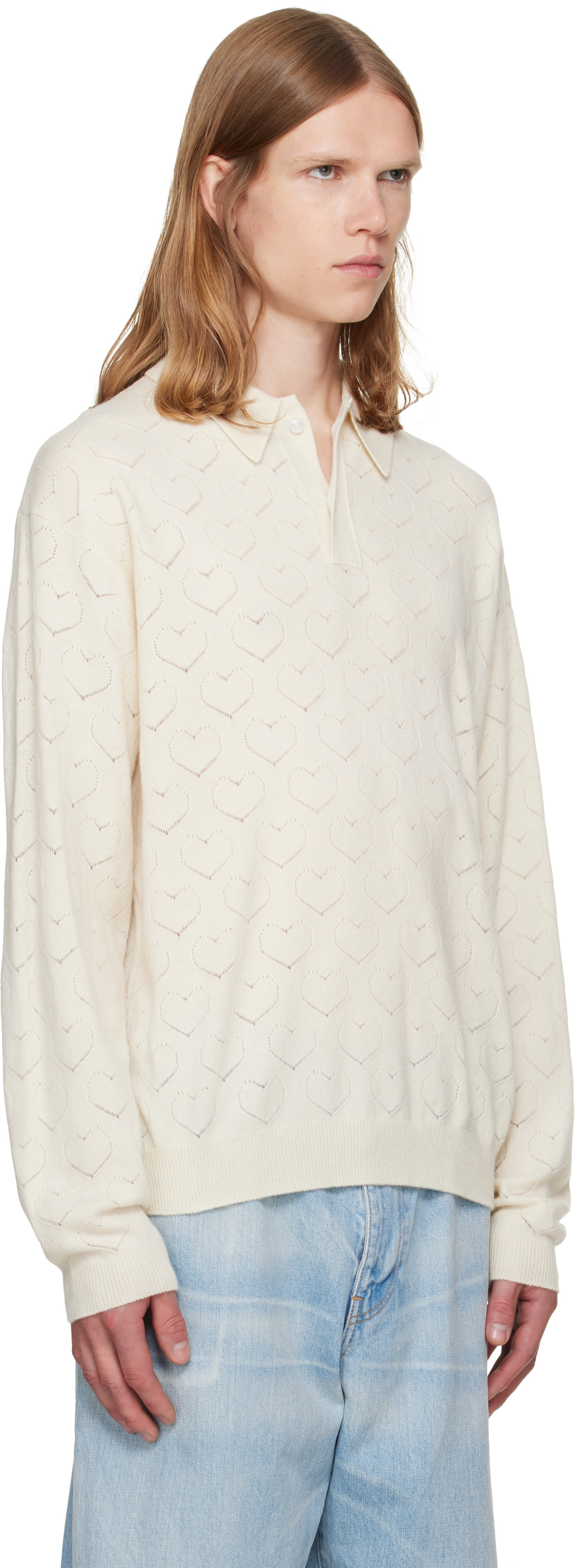 vowels - Off-White Eyelet Polo