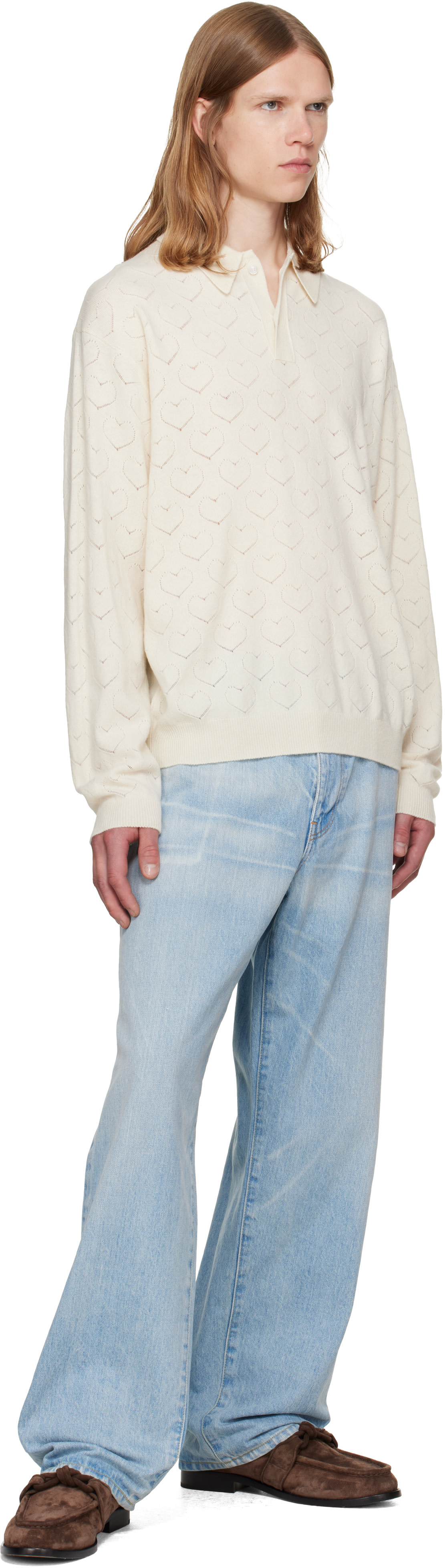 vowels - Off-White Eyelet Polo
