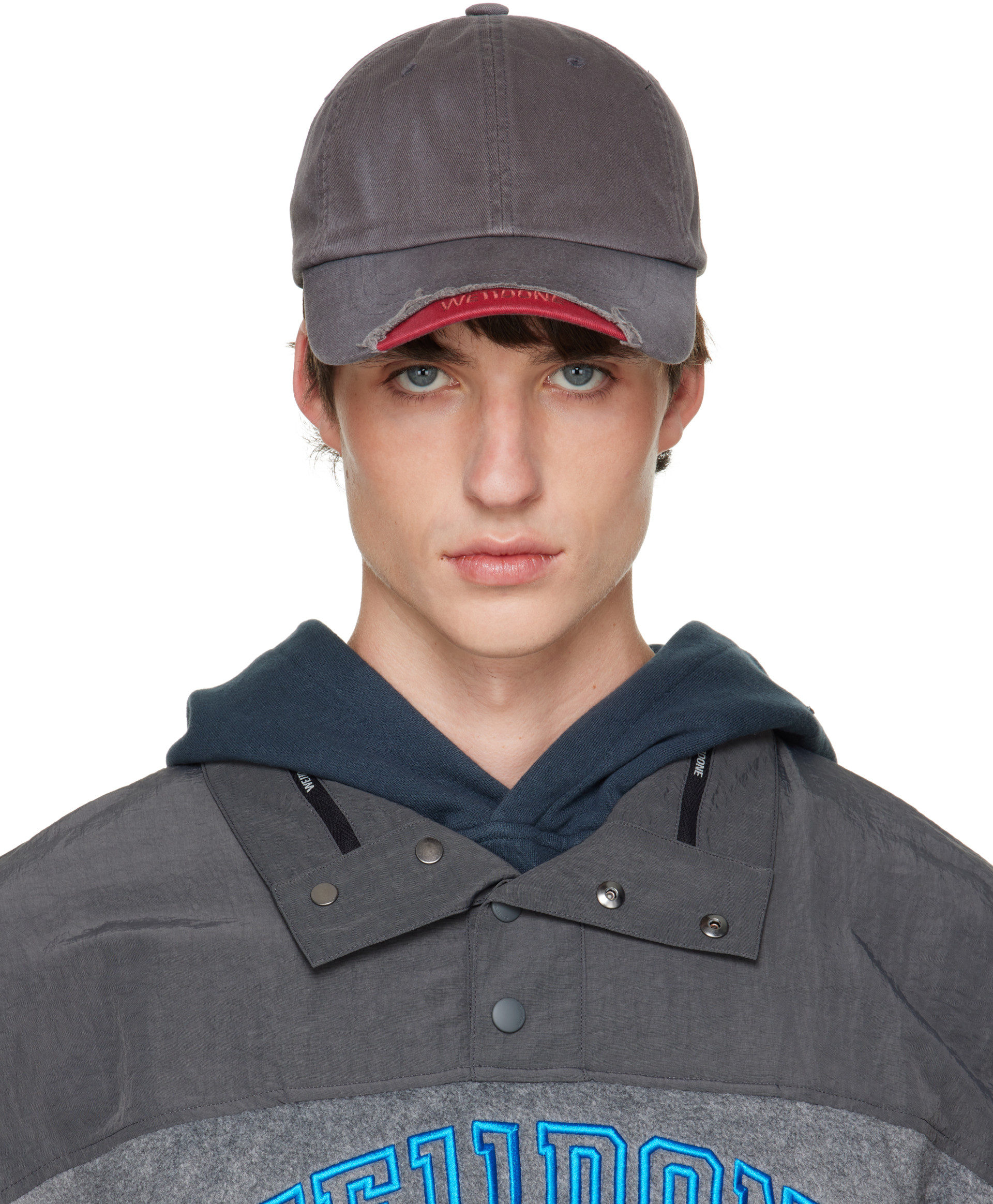 We11done - Casquette grise à effet usé