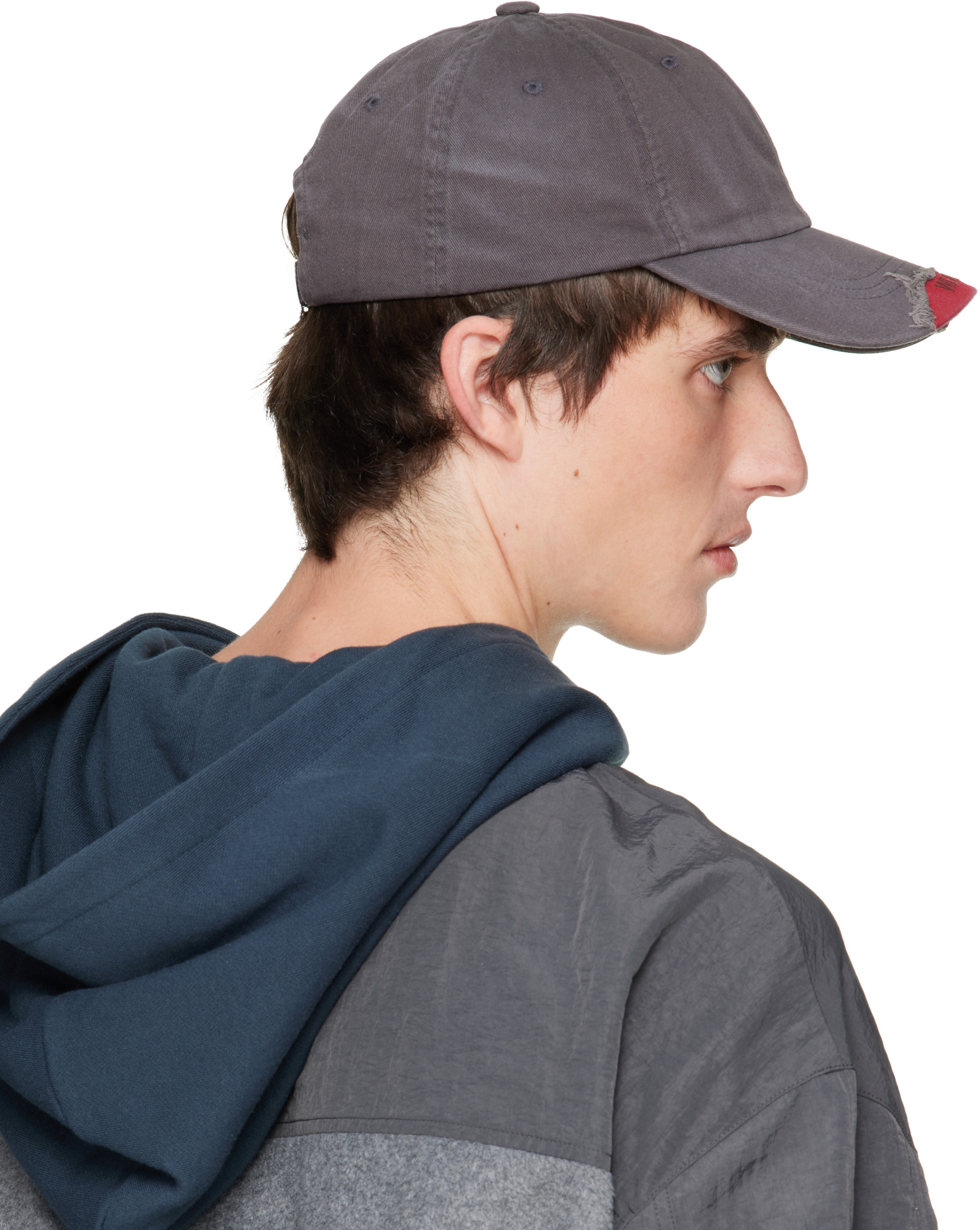 We11done - Casquette grise à effet usé