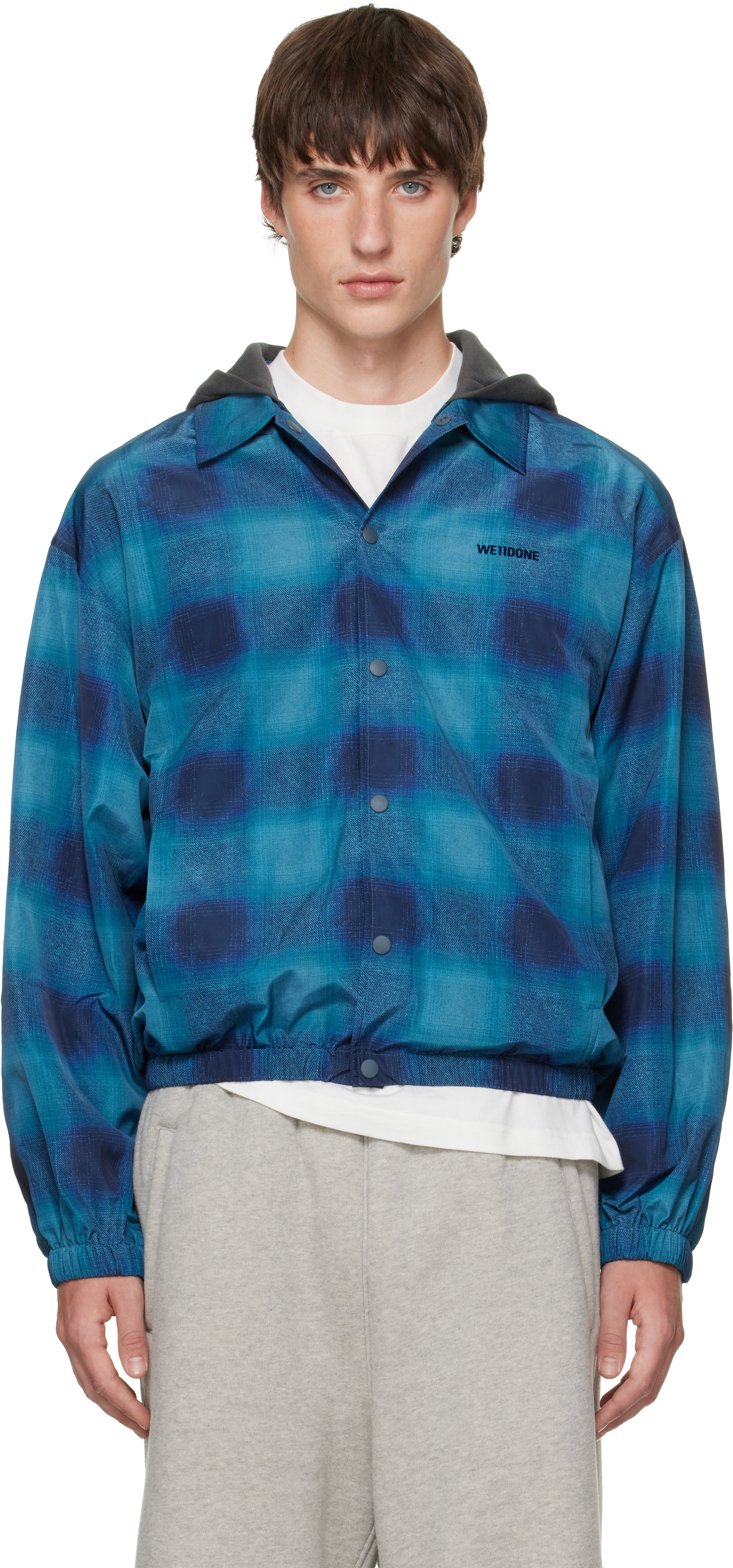 We11done - Blue Check Coach Jacket