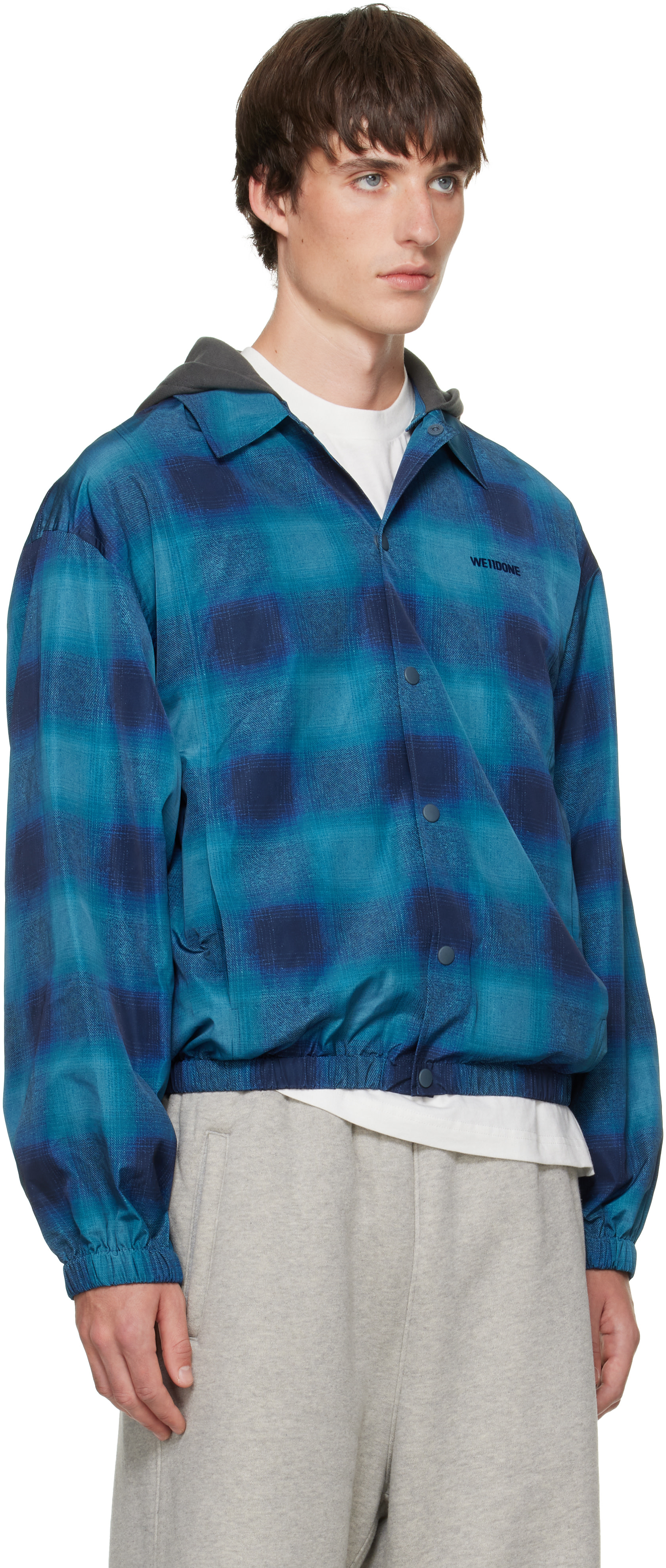 We11done - Blue Check Coach Jacket