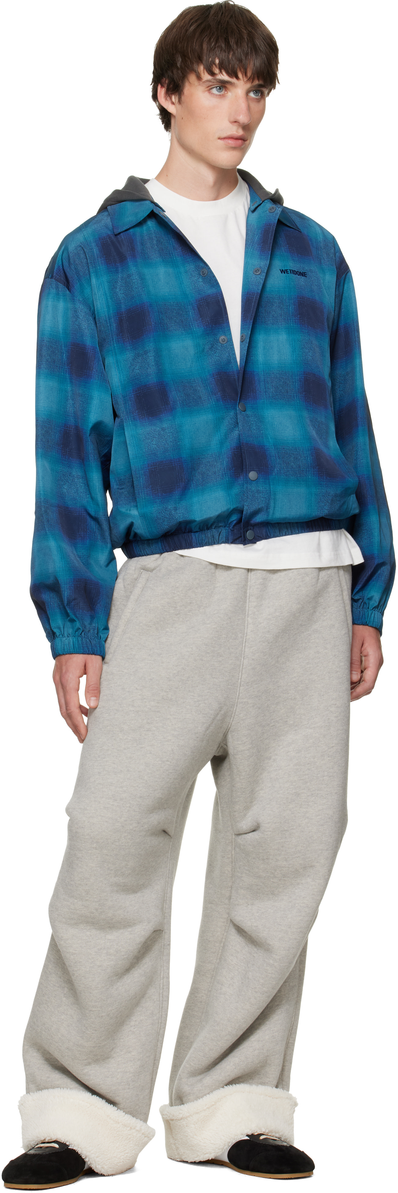 We11done - Blue Check Coach Jacket