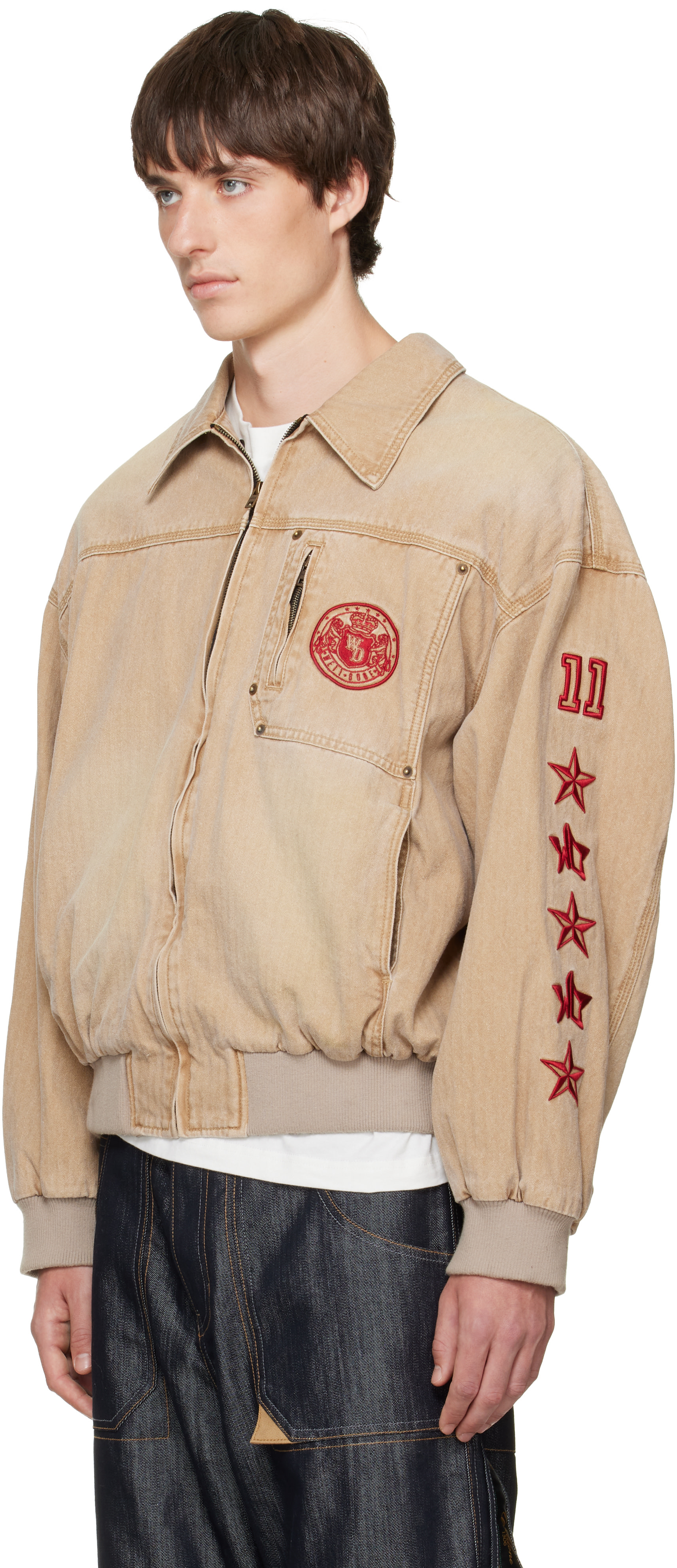 We11done - Tan Hooded Herringbone Jacket