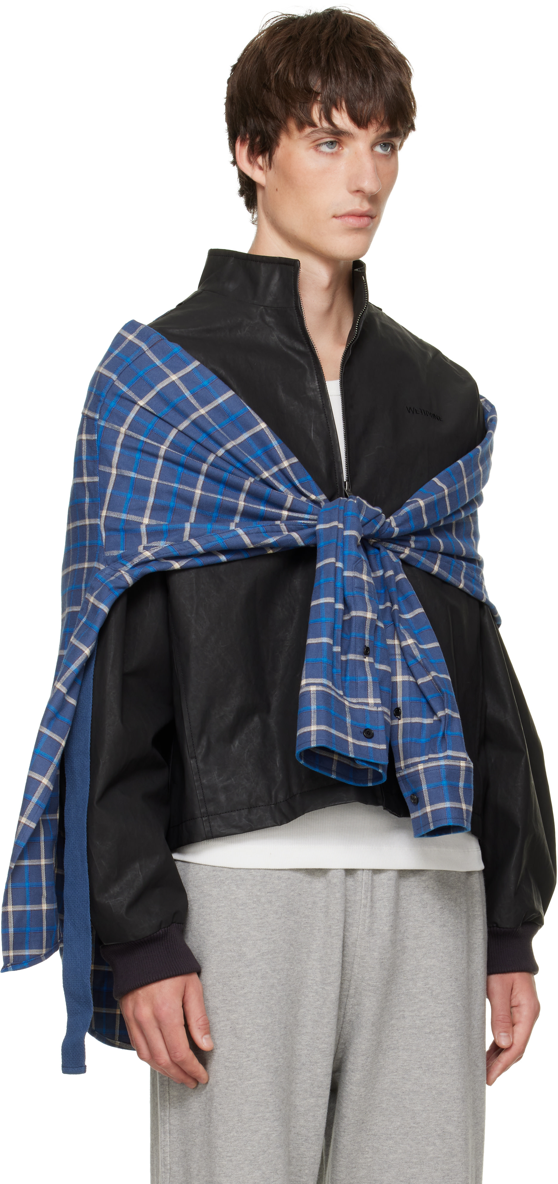 We11done - Black Coated Layered Harrington Jacket