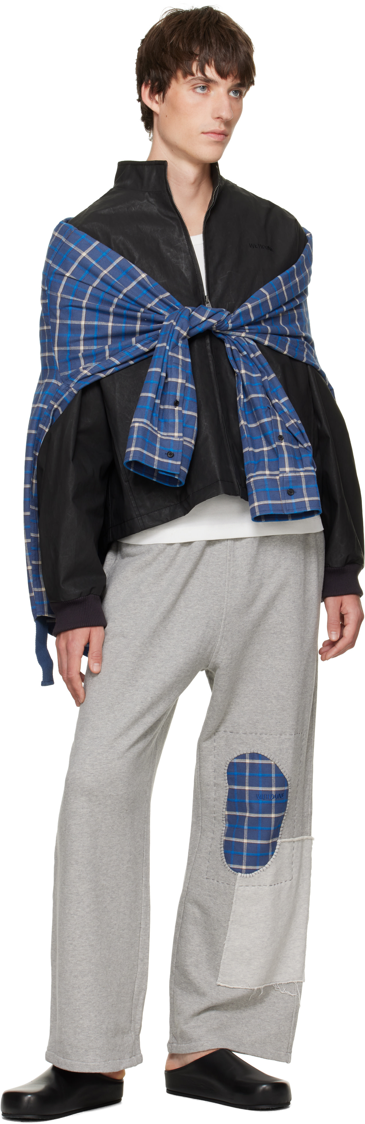 We11done - Black Coated Layered Harrington Jacket