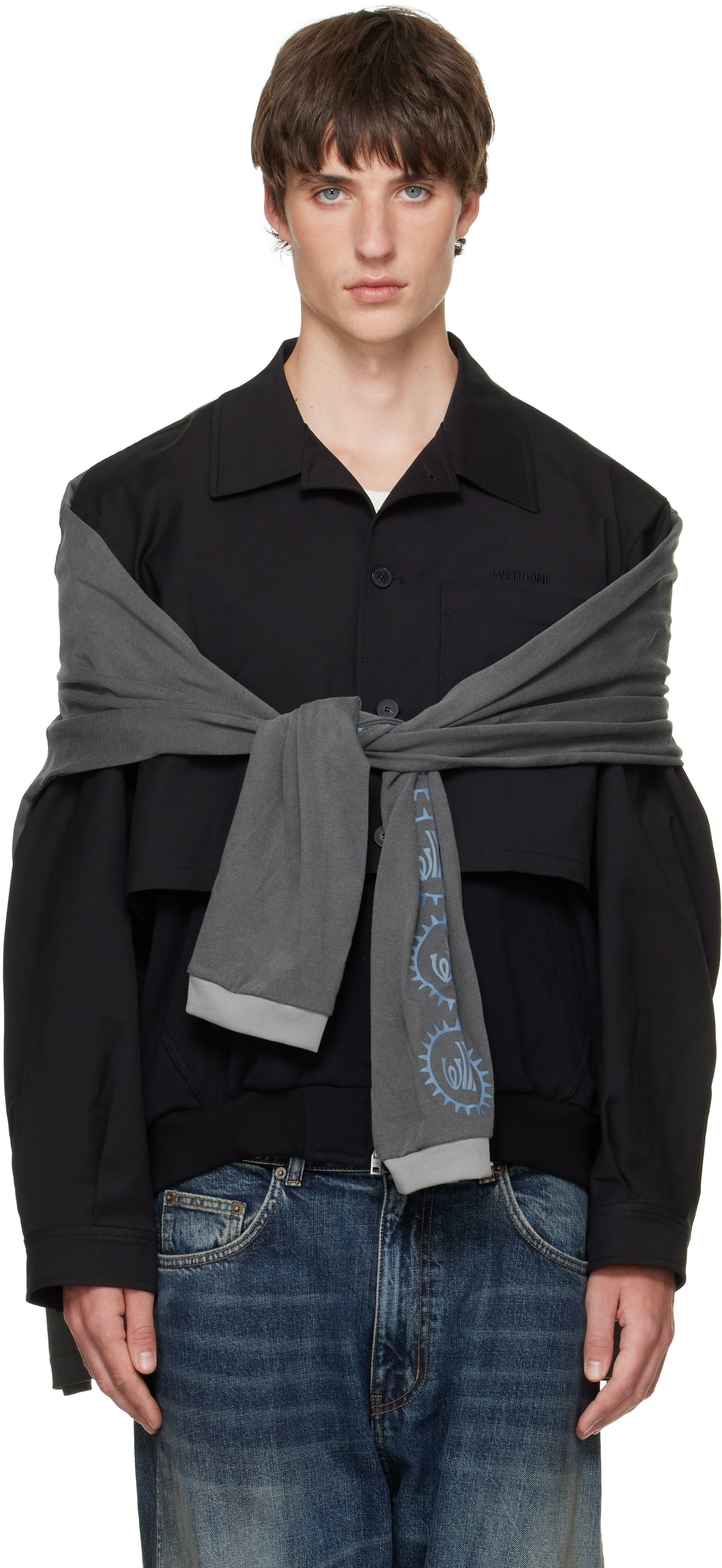 We11done - Black Layered Blouson Jacket