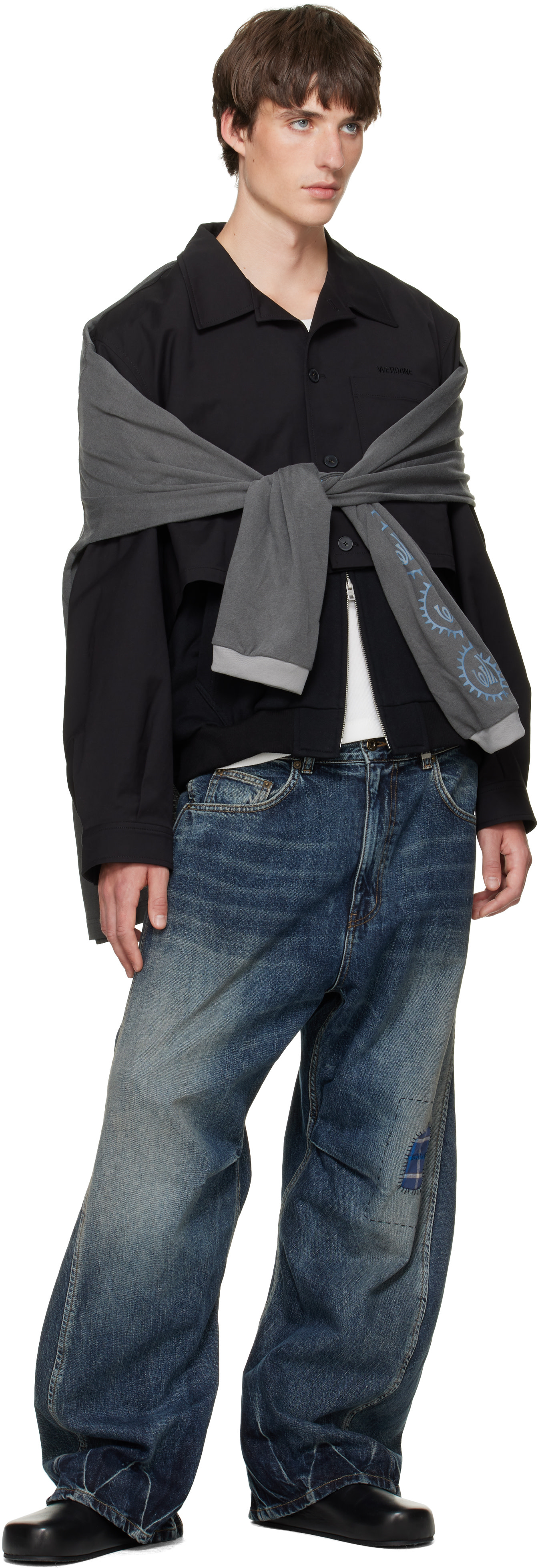 We11done - Black Layered Blouson Jacket