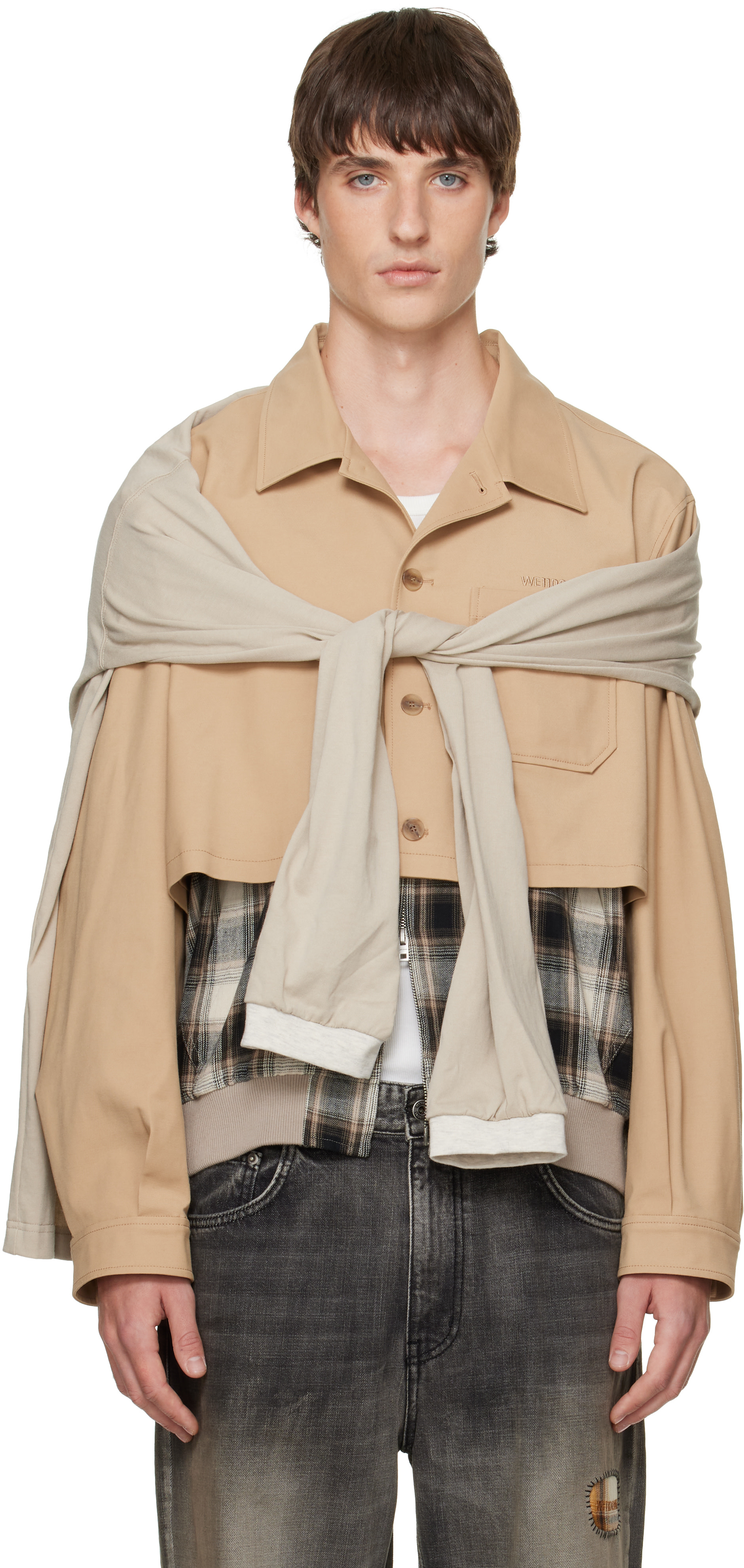 We11done - Beige Layered Blouson Jacket