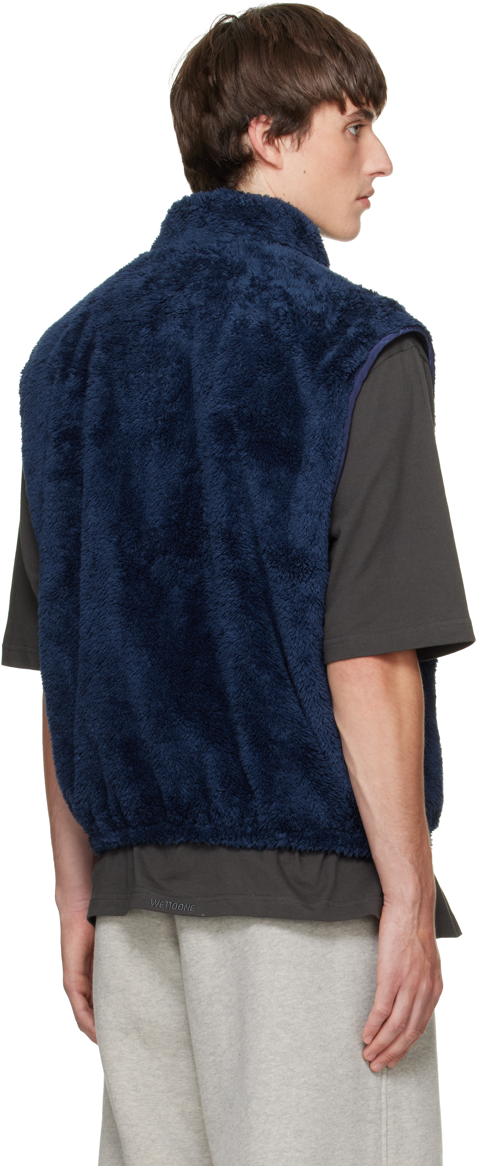 We11done - Veste réversible bleu marine en molleton