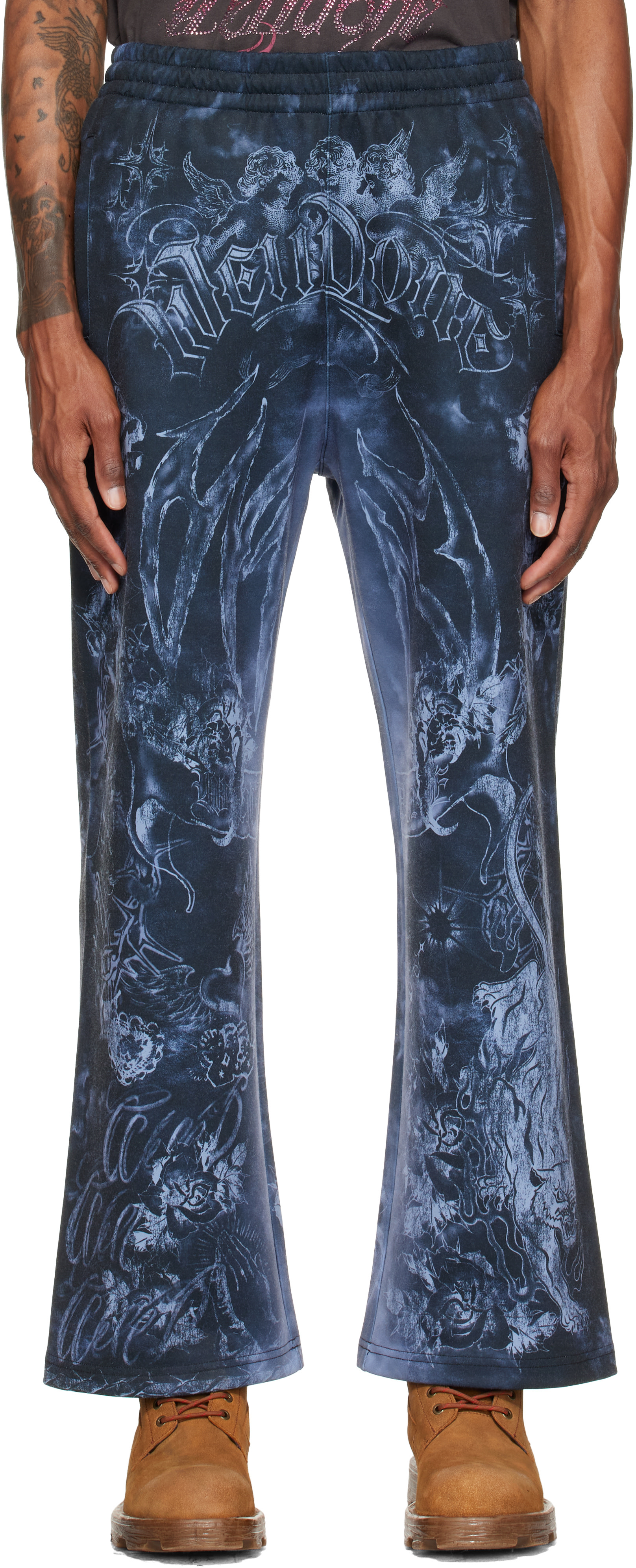 We11done - Gray Tattoo Printed Sweatpants